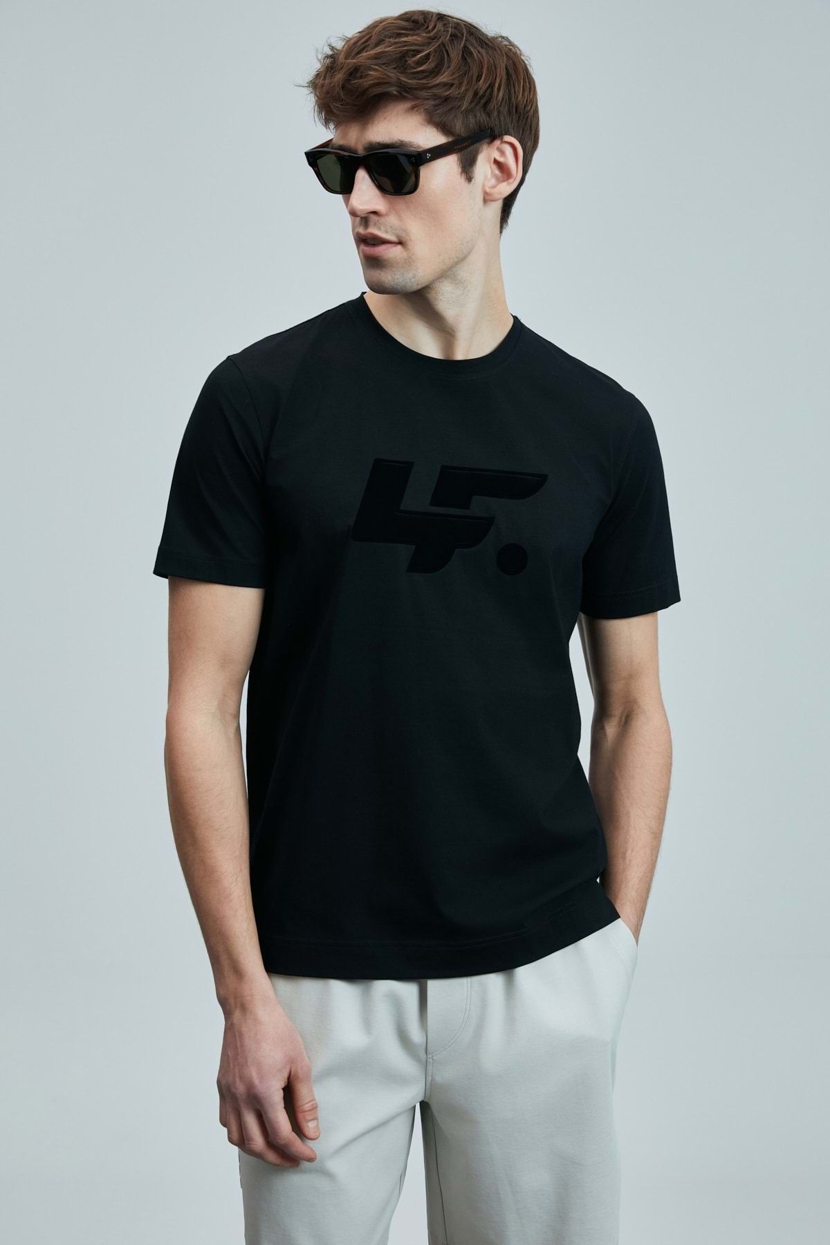 Lufian 111020243 Onıx Modern Grafik T- Shirt Erkek Tişort SİYAH