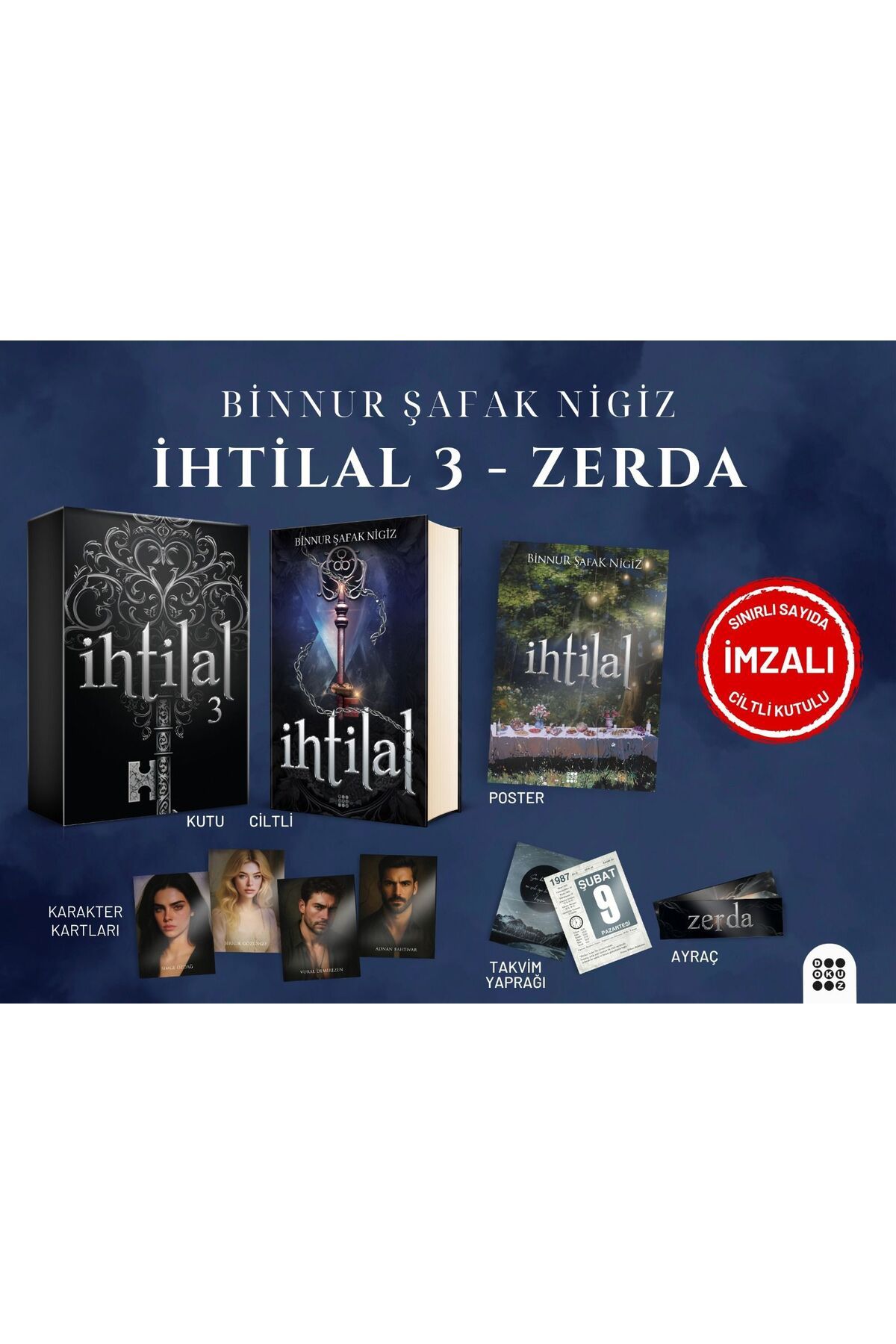 Dokuz Yayınları ihtilal 3 zerda kutulu imzalı / bez çanta hediyeli
