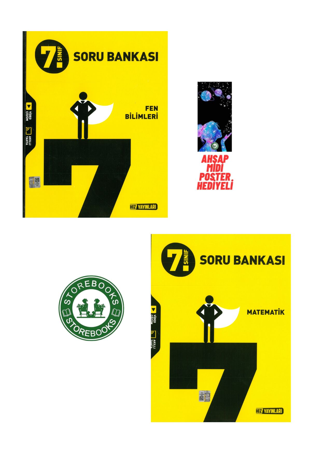 Hız Yayınları 7.Sınıf Hız Yayınları Fen + Matematik Soru Bankası Poster Hediyeli