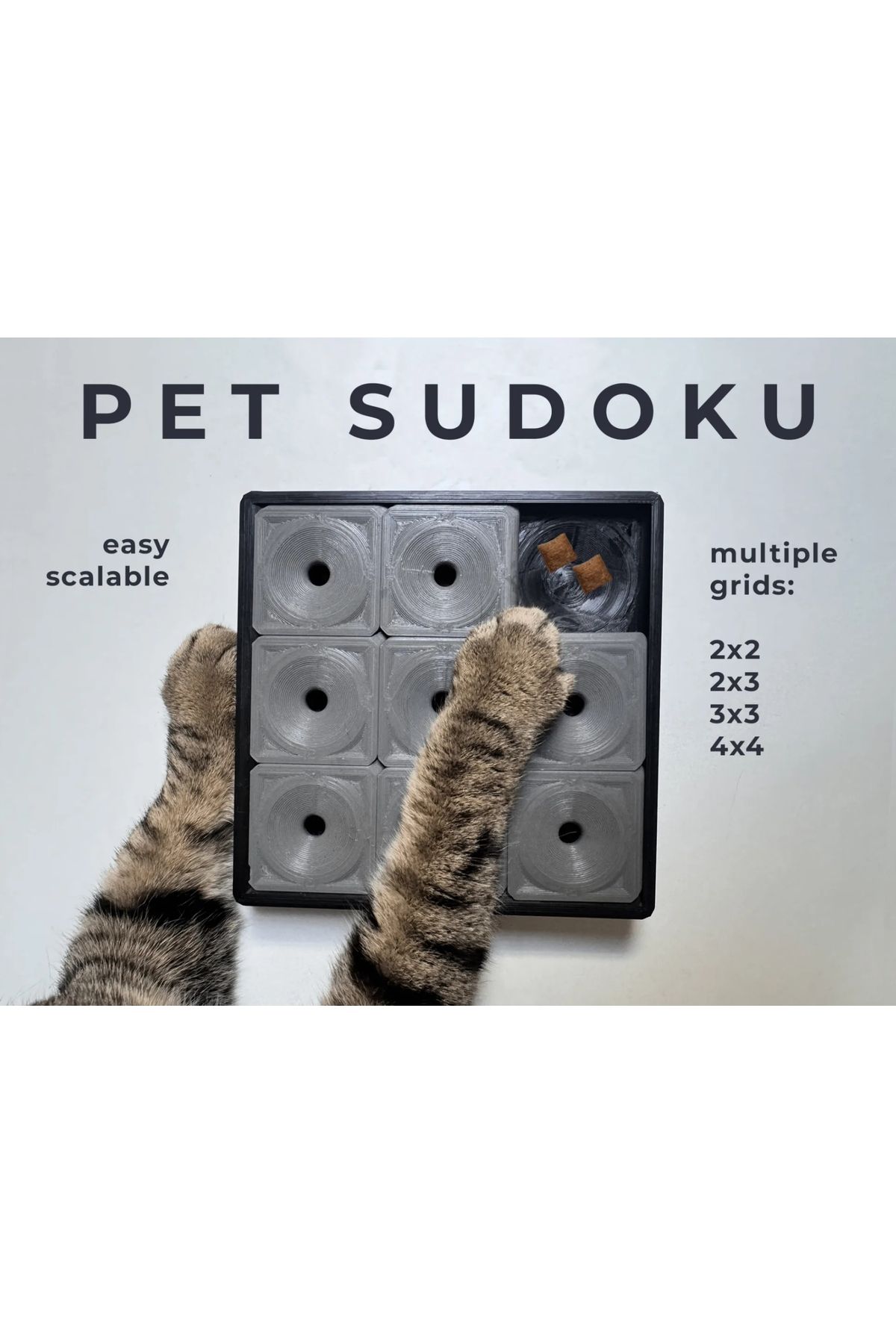 PUREYSMA Kedi ve Köpekler İçin Zeka Oyuncağı Pet Sudoku 3x3 | Ödül Saklama Puzzle Kutusu 15x15cm