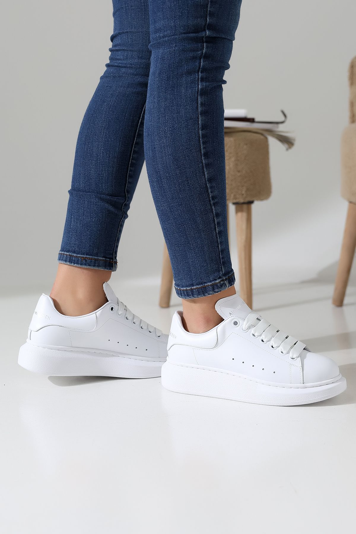 themoiss %100 Deri Ortopedik Rahat Kadın Sneaker Spor Ayakkabı