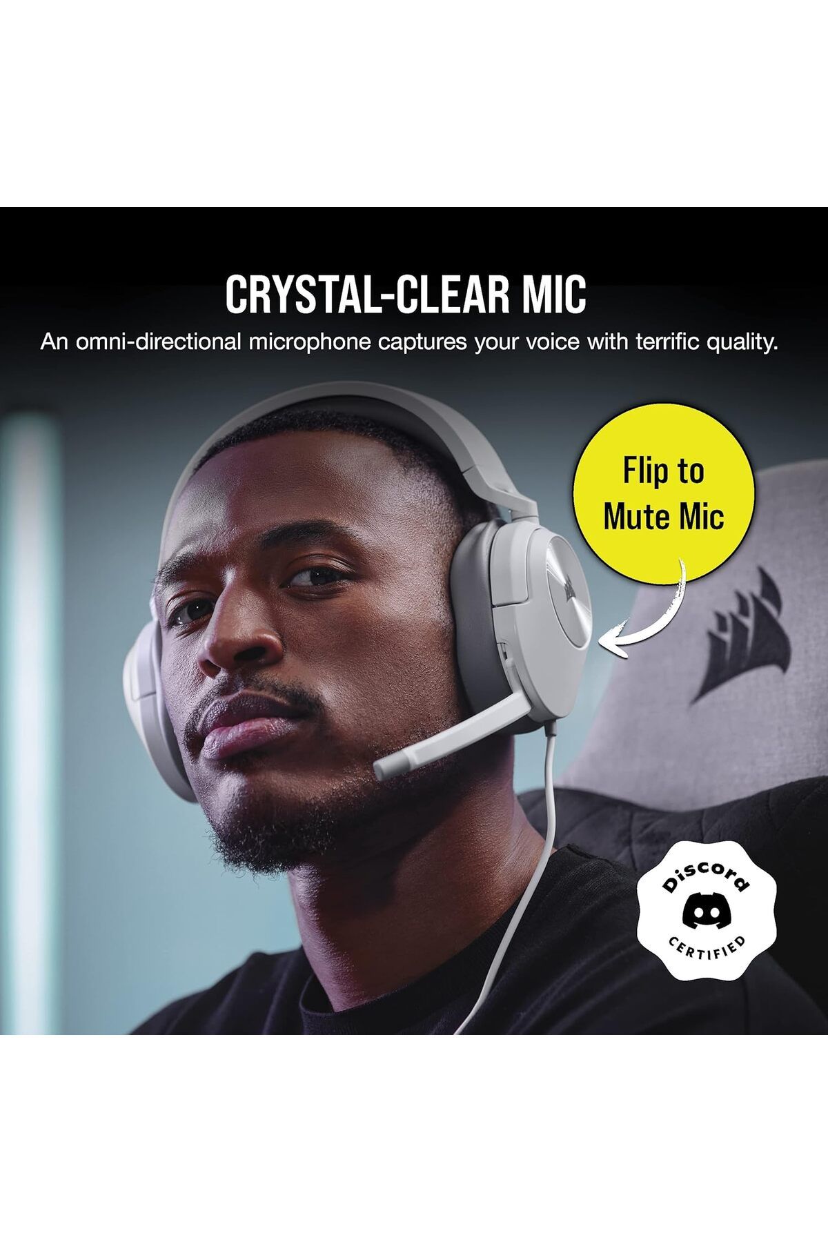 Corsair-سماعة رأس ستيريو Corsair HS55 مع وسائد أذن من إسفنج الذاكرة، تصميم خفيف الوزن، ميكروفون متعدد الاتجاهات 5