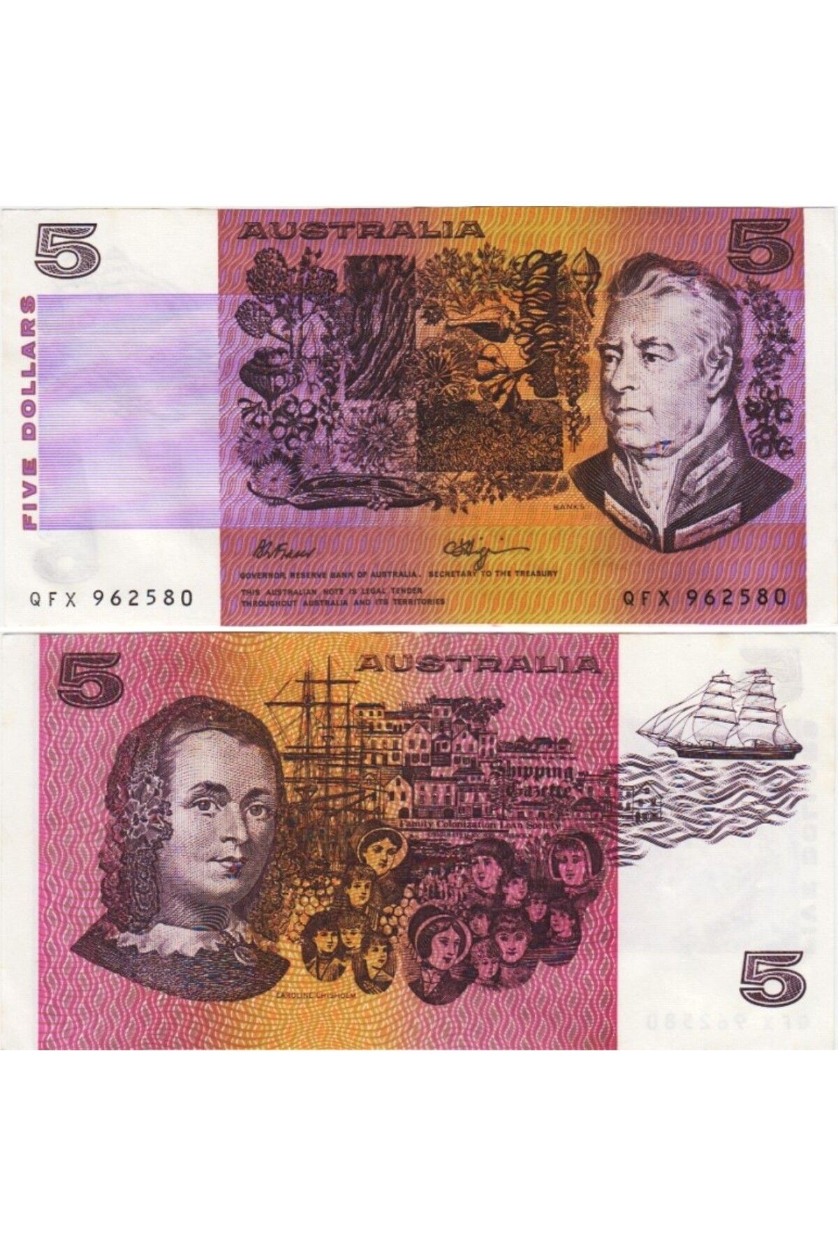 Banknoting AVUSTRALYA 5 DOLAR 1989-90 pick 44f. ÇİLALTI(-) KONDİSYON.