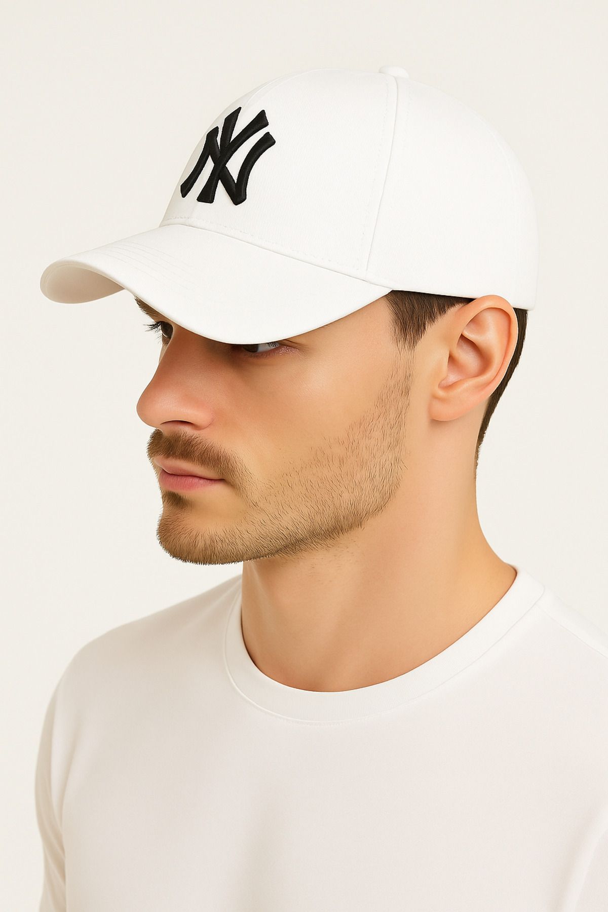 CosmoOutlet Erkek Beyaz New York Logolu Şapka Ayarlanabilir Spor Baseball Kep