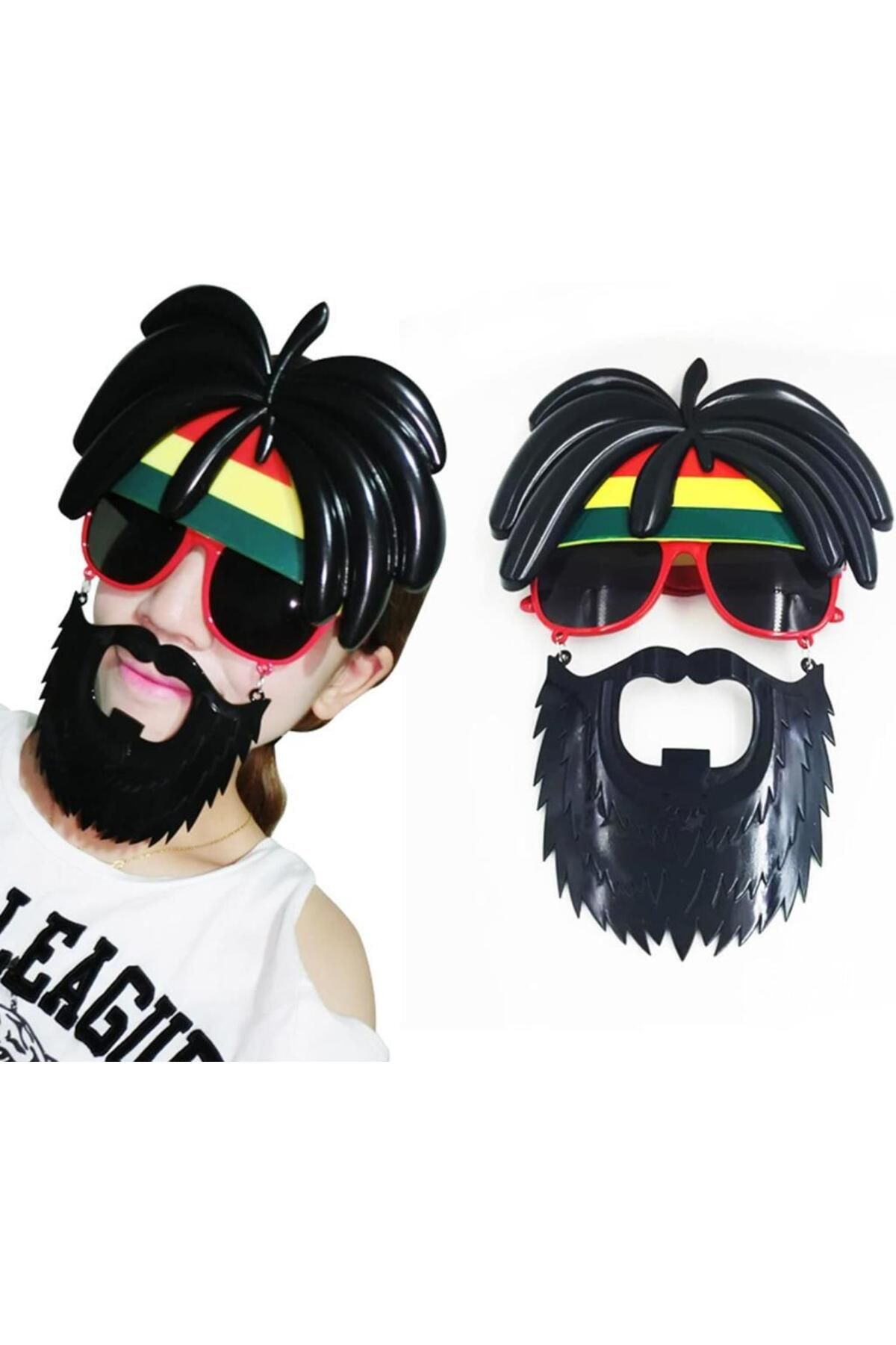 Yuba Avm Nessiworld Rasta Peruklu Rasta Sakallı Bob Marley Bıyıklı Parti Gözlüğü 27x18 cm