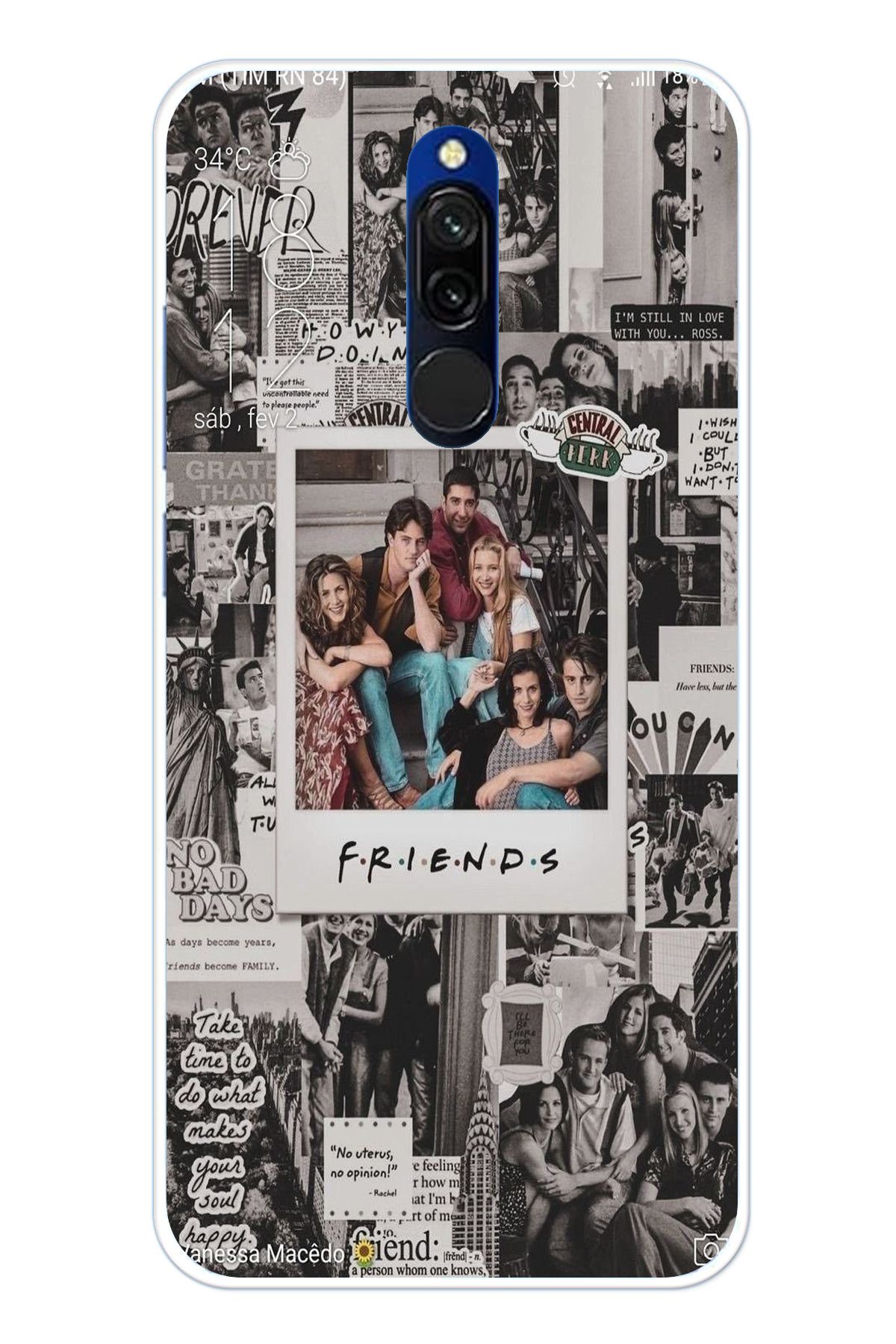 TechTree Redmi 8 Uyumlu Friends Nostalji Tasarımlı Tasarımlı Şeffaf Silikon Kılıf