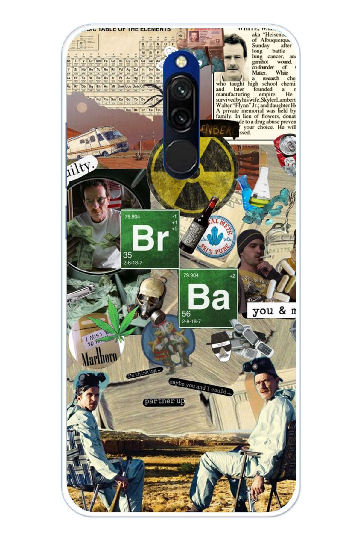 TechTree Redmi 8 Uyumlu Breaking Bad Kolaj Şeffaf Silikon Kılıf