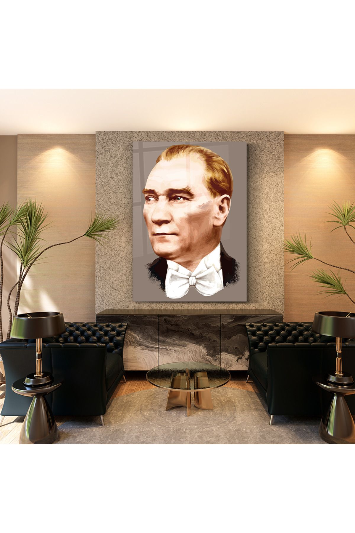 OLEARTISTIC Cam Tablo Atatürk Portresi Çizim | Sanatsal | Ev ve Ofis Dekorasyonu