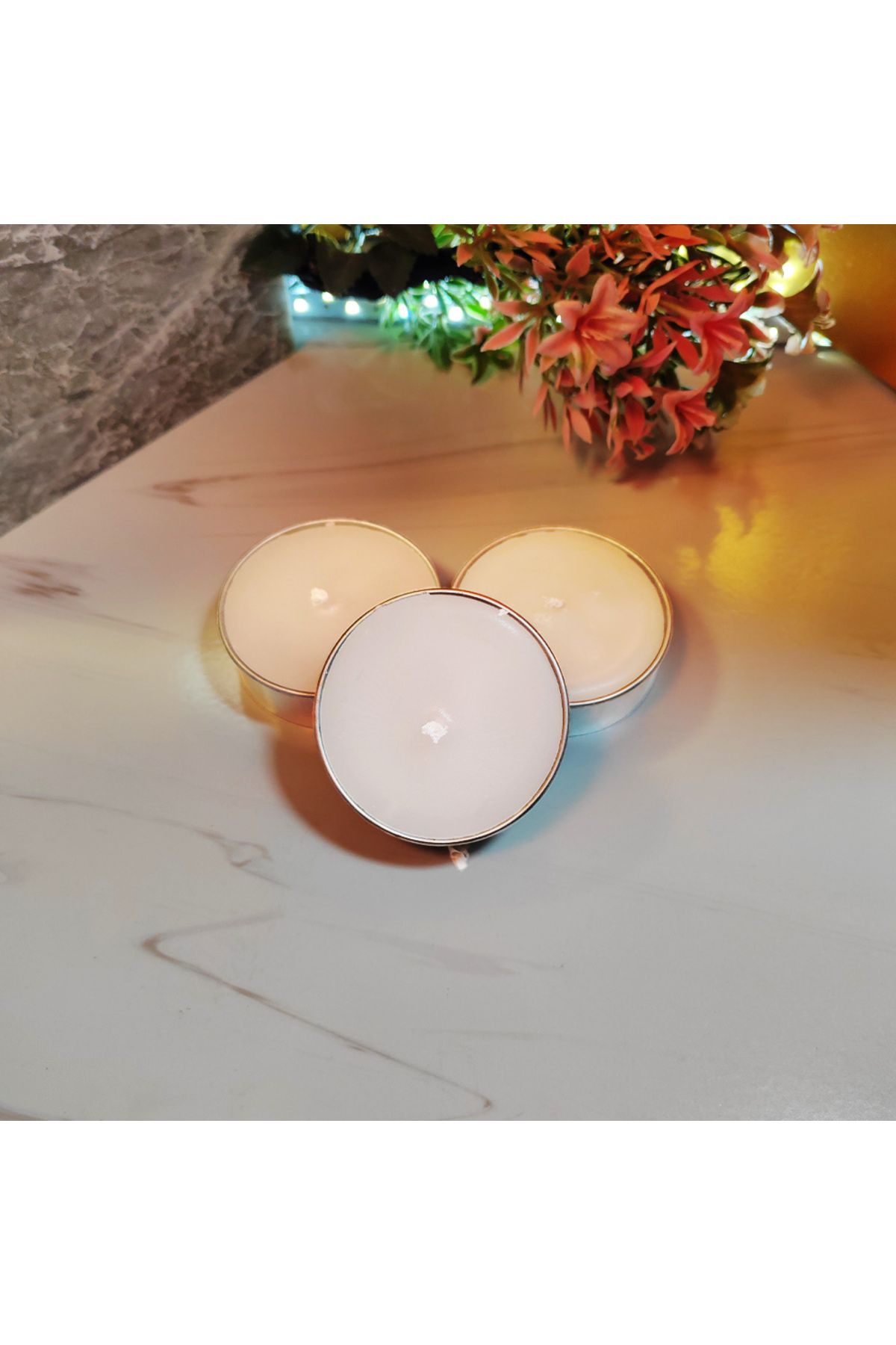 SOYHANE 3’lü Beyaz Tealight Soy Wax Doğal Mum - Büyük Boy | Premium Seri