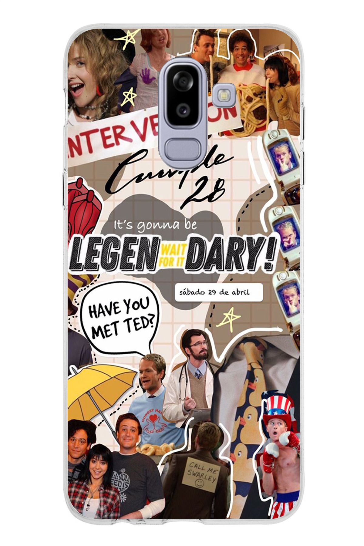 TechTree Samsung Galaxy J8 - A6 PLUS Uyumlu Retro Gazete How i met your mother Tasarımlı Şeffaf Silikon Kılıf