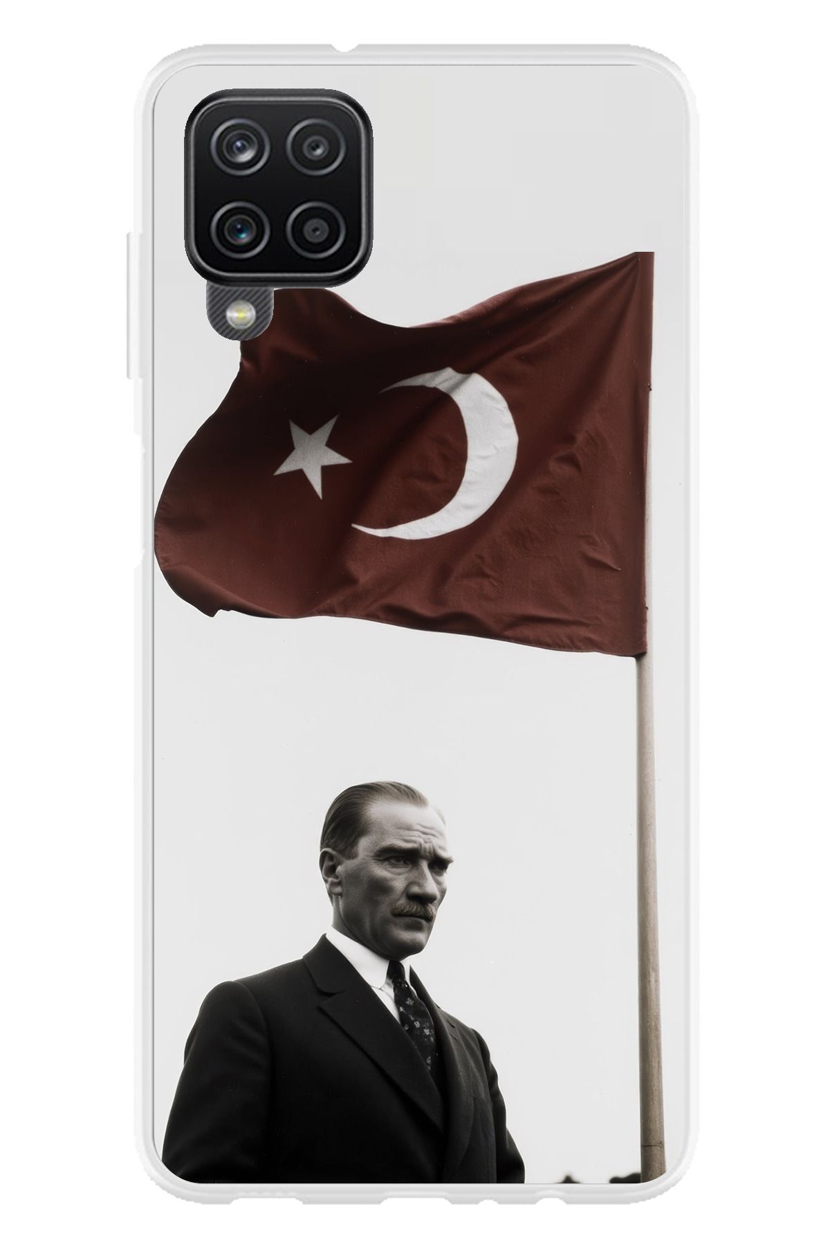 TechTree Galaxy A22 - M22 - M32 Uyumlu Atatürk Bayrak Şeffaf Silikon Kılıf