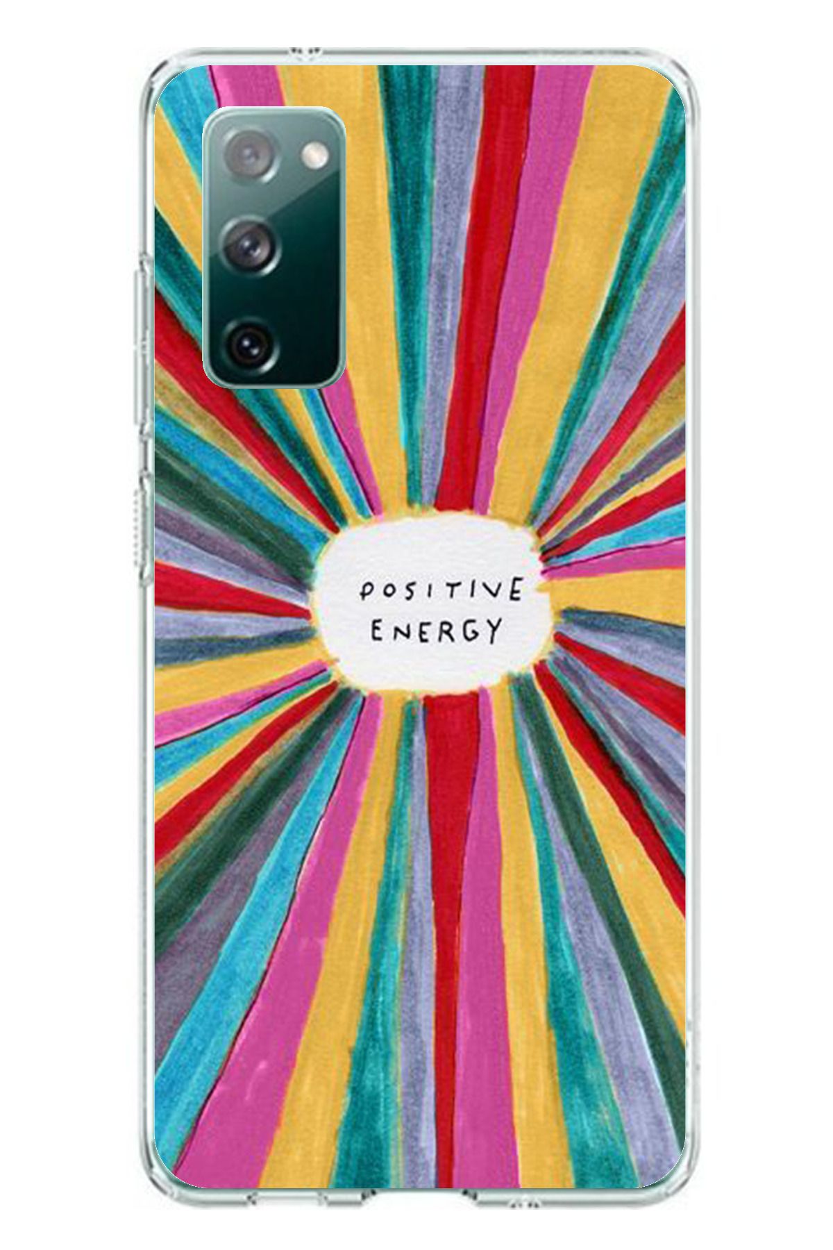 TechTree Samsung Galaxy S20 FE Uyumlu Positive Energy Tasarımlı Şeffaf Silikon Kılıf