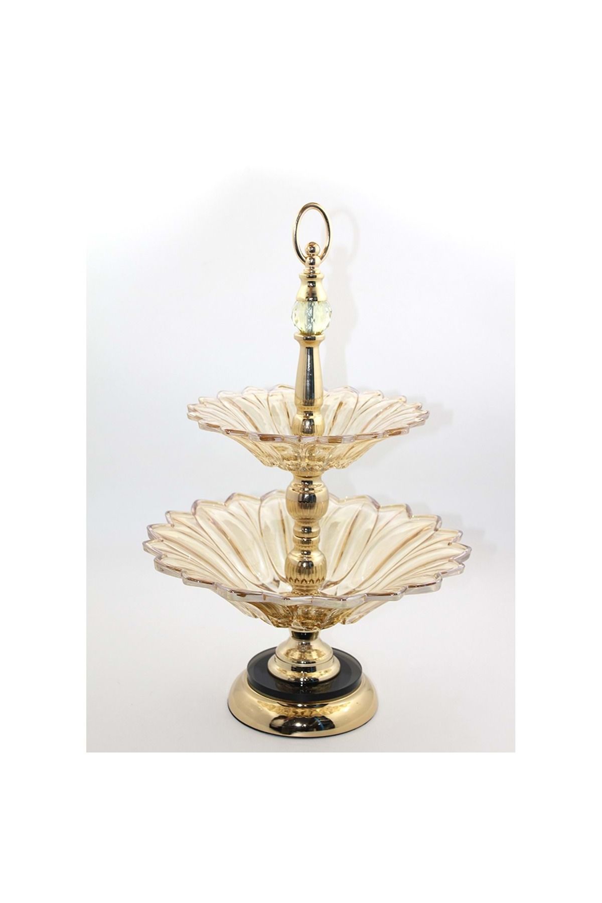 Store 2 Katlı Cam Şekerlik – 48 x 32 cm | Şeffaf ve Fonksiyonel Sunum Aksesuarı