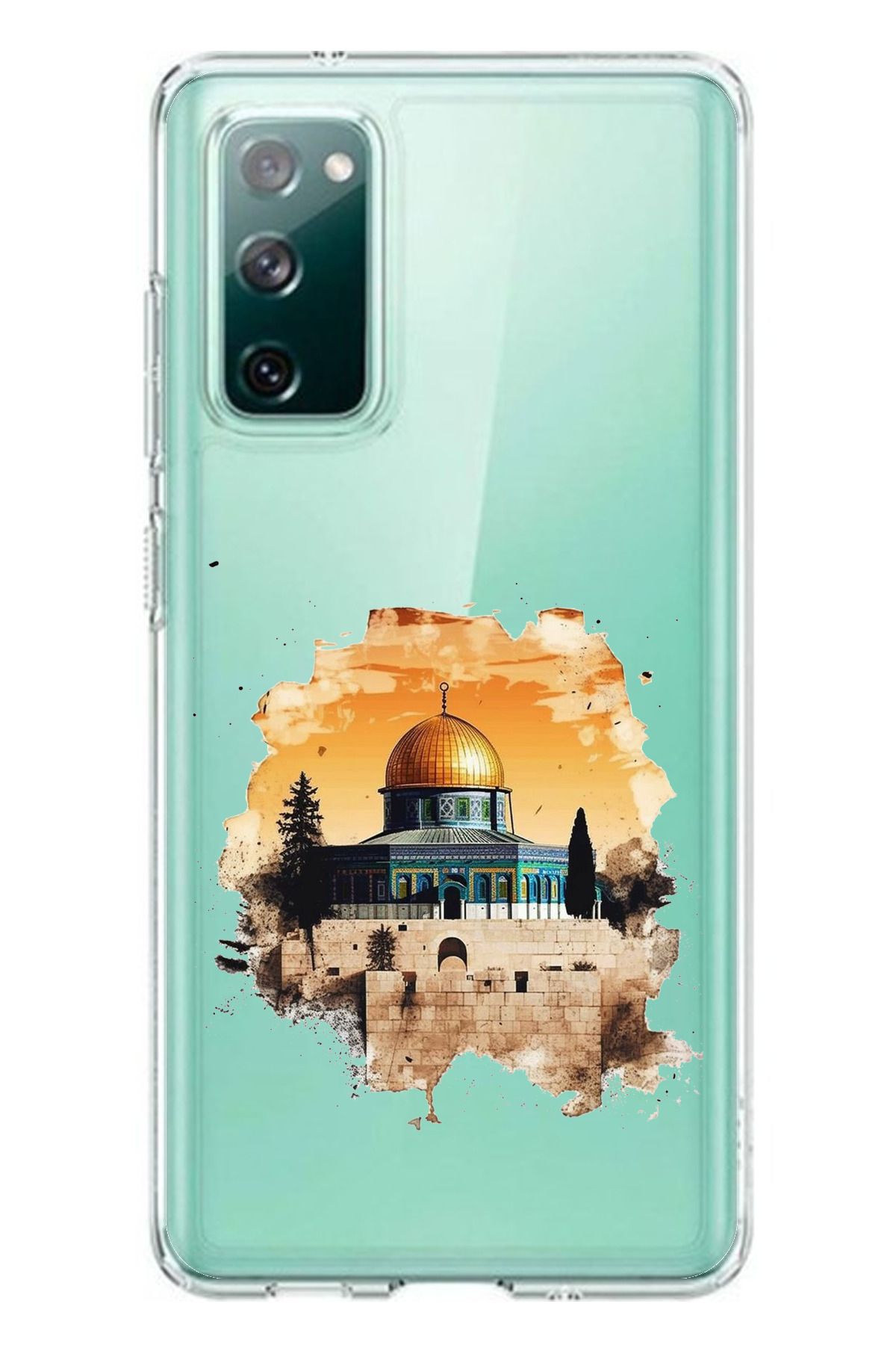 TechTree Samsung Galaxy S20 FE Uyumlu Mescid-i Aksa Tasarımlı Şeffaf Silikon Kılıf