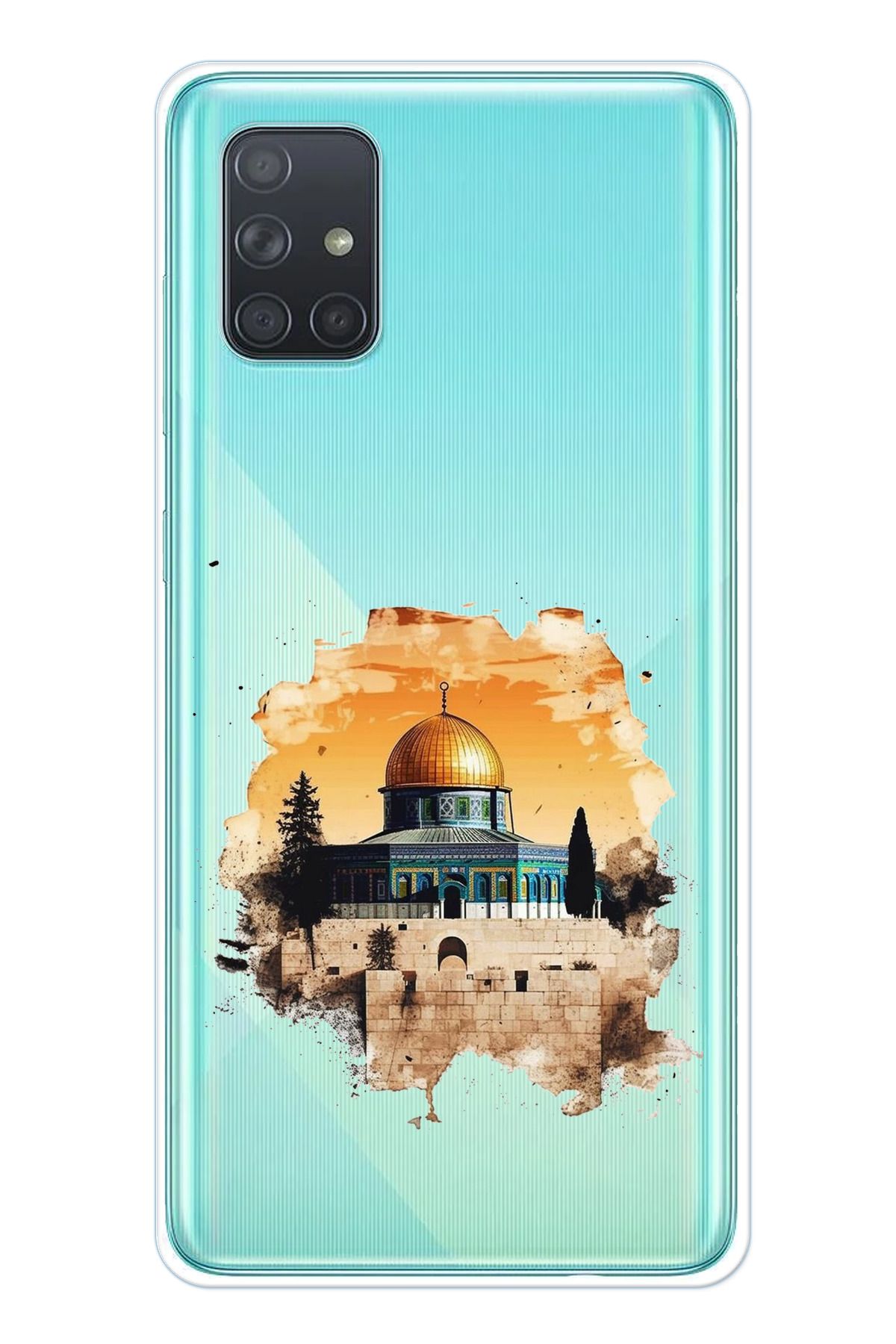 TechTree Samsung Galaxy A71 Uyumlu Mescid-i Aksa Tasarımlı Şeffaf Silikon Kılıf