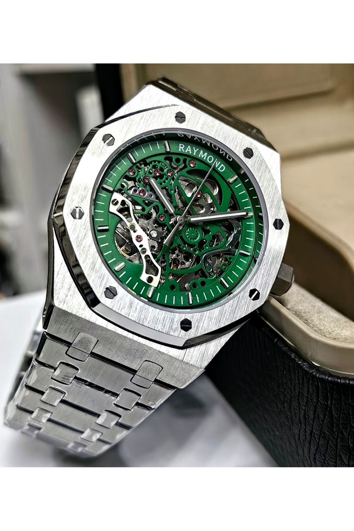 Raymond-Green Dial Automatic Men's Wrist Watch 3