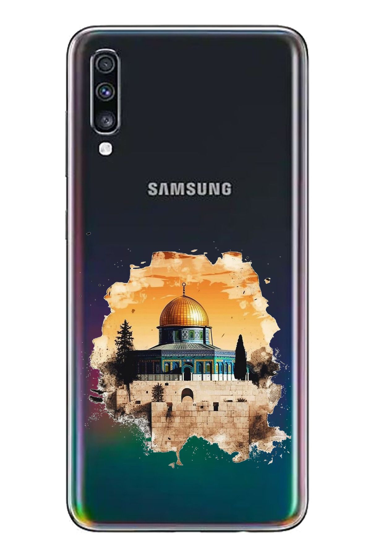 TechTree Samsung Galaxy A70 Uyumlu Mescid-i Aksa Tasarımlı Şeffaf Silikon Kılıf