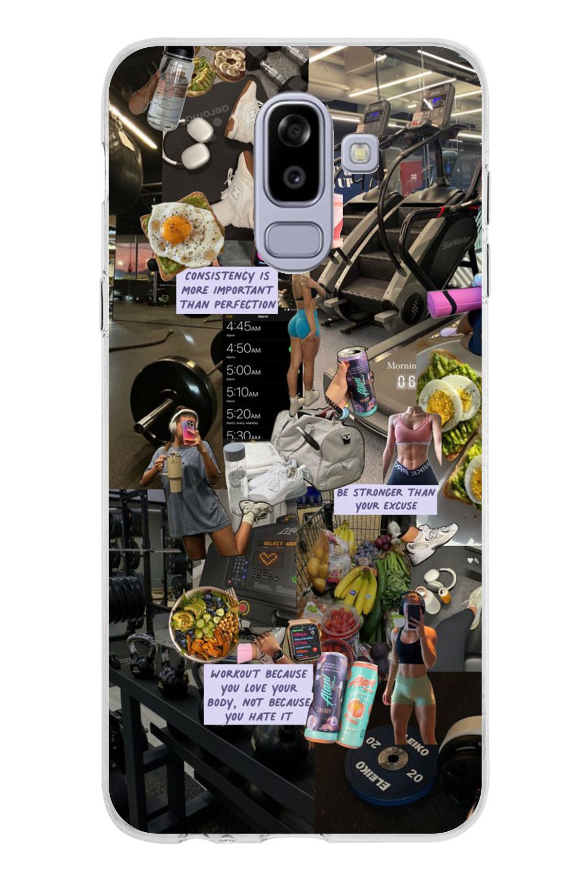 TechTree Samsung Galaxy J8 - A6 PLUS Uyumlu Gym Spor Fitness Motivasyon Şeffaf Silikon Kılıf