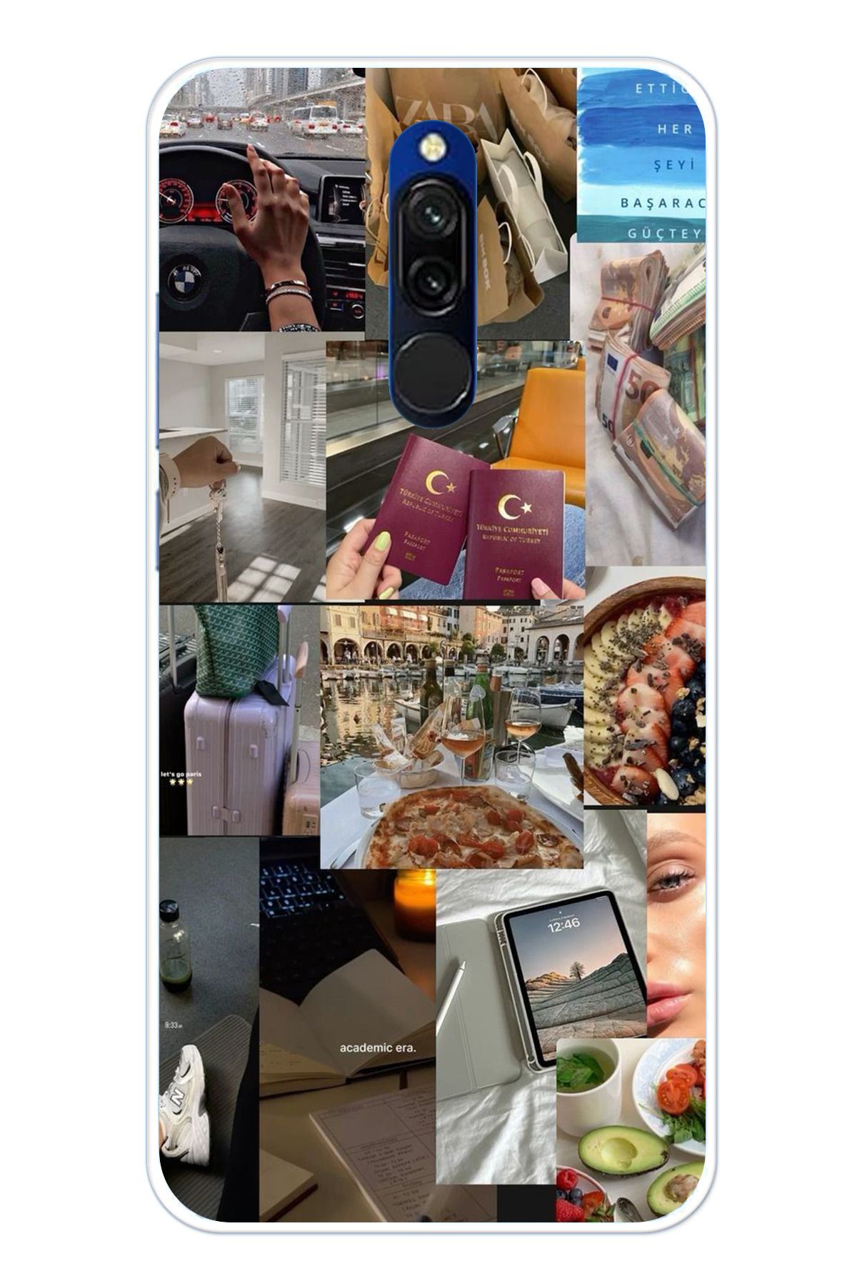 TechTree Redmi 8 Uyumlu Yeni Vision Board Hayal Panosu Tasarımlı Şeffaf Silikon Kılıf