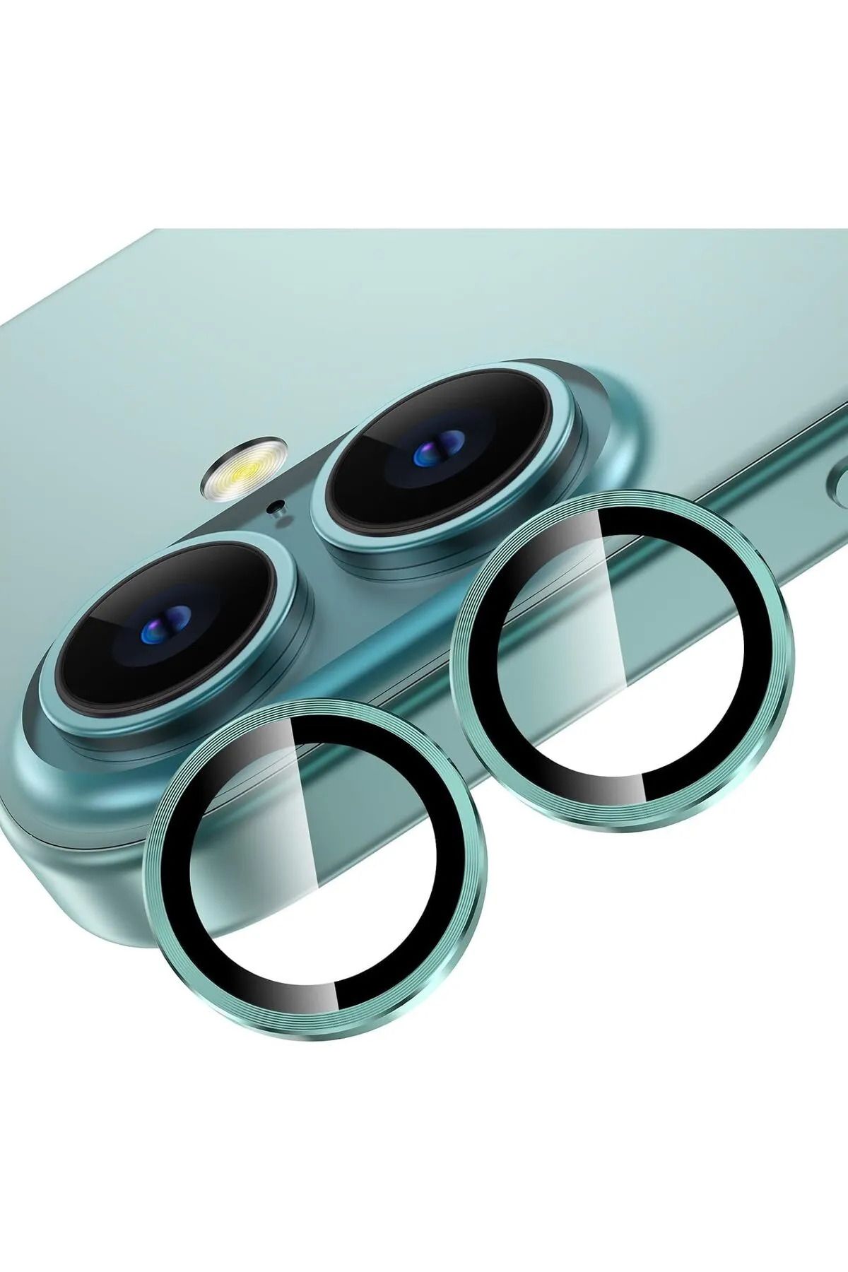 lasttech IPHONE 16 PLUS / IPHONE 16 UYUMLU SAFİR METAL ÇERÇEVELİ KAMERA KORUMA LENSİ