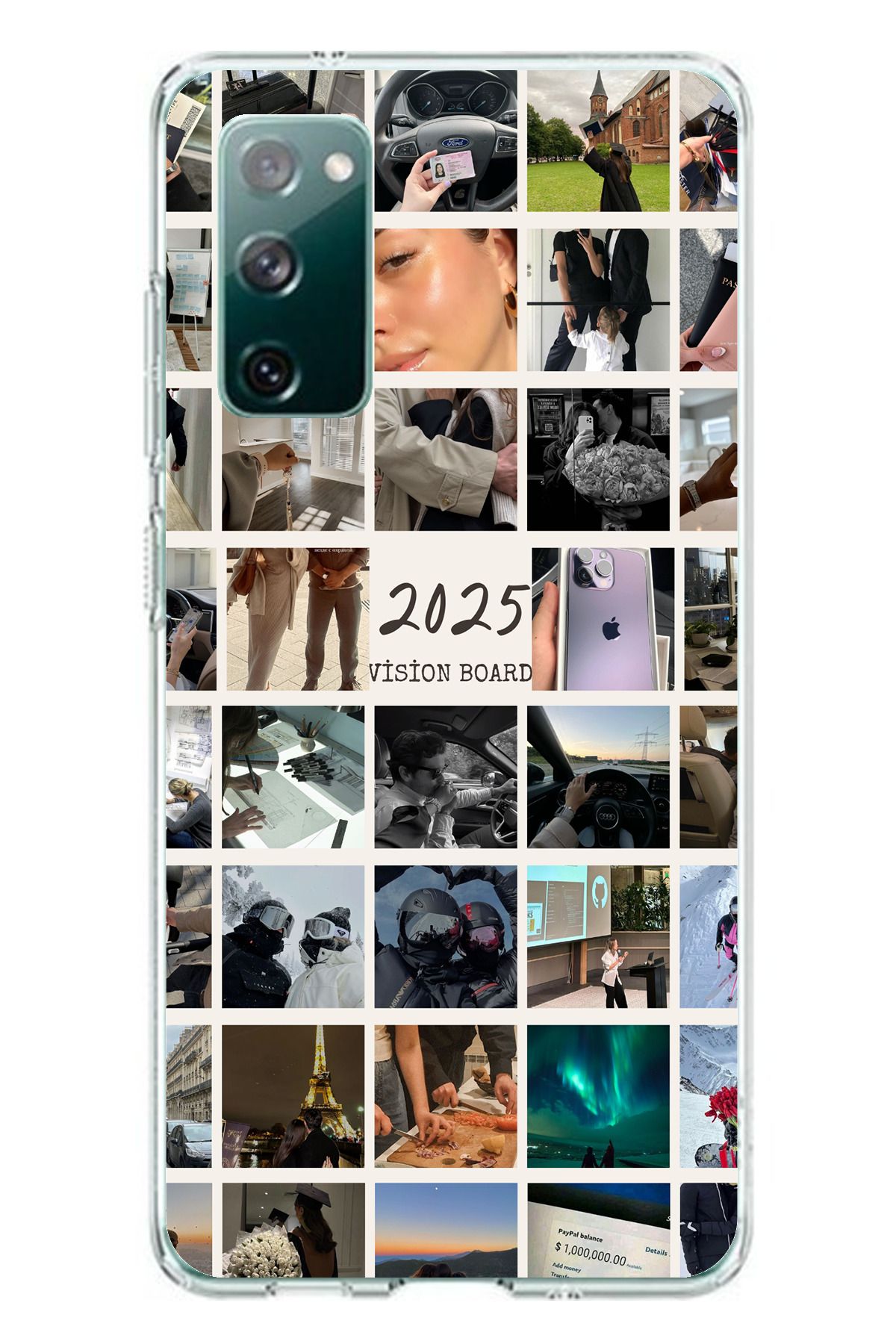TechTree Samsung Galaxy S20 FE Uyumlu 2025 Vision Board Hayal Panosu Tasarımlı Şeffaf Silikon Kılıf