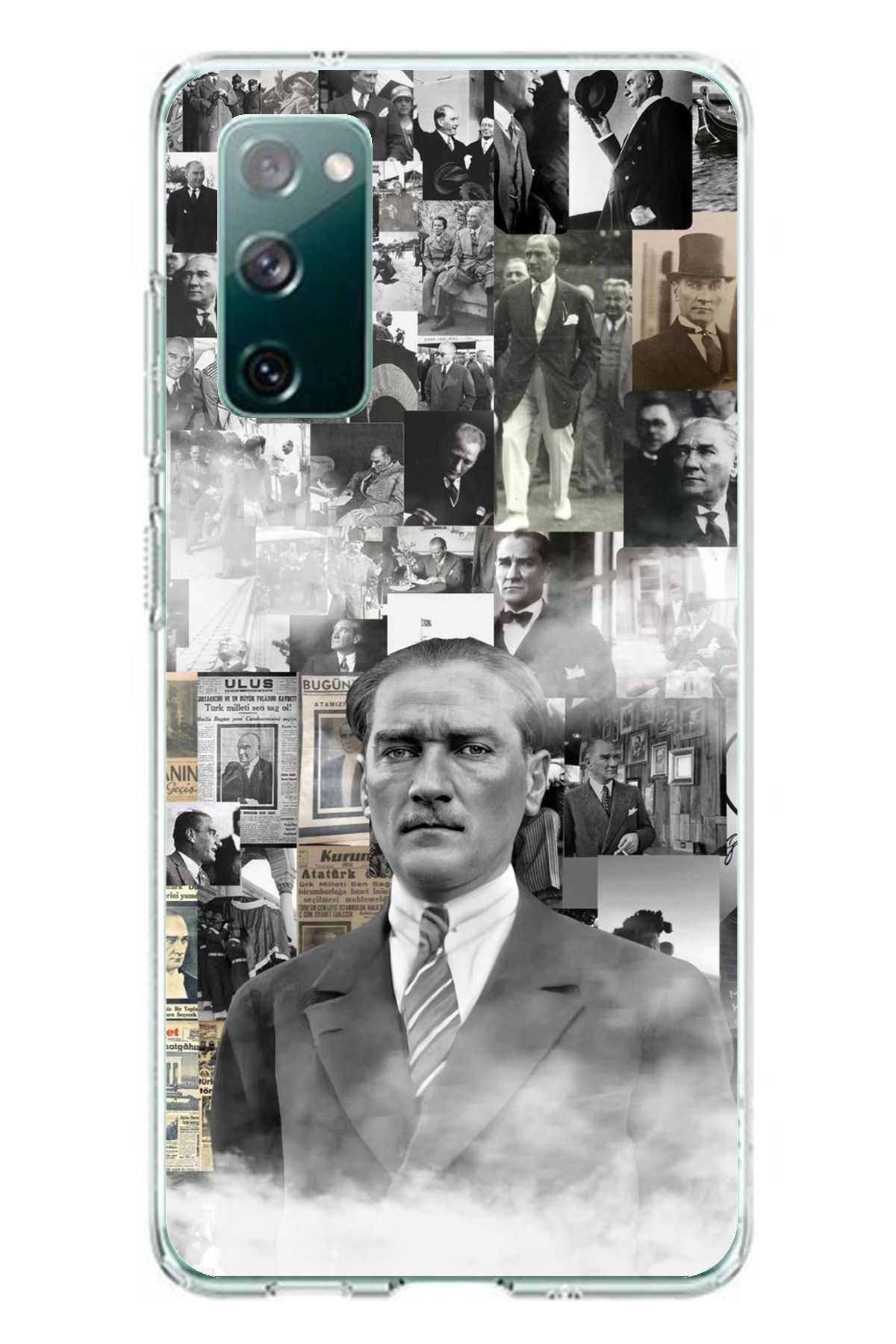 TechTree Samsung Galaxy S20 FE Uyumlu Mustafa Kemal Atatürk Kolaj Şeffaf Silikon Kılıf