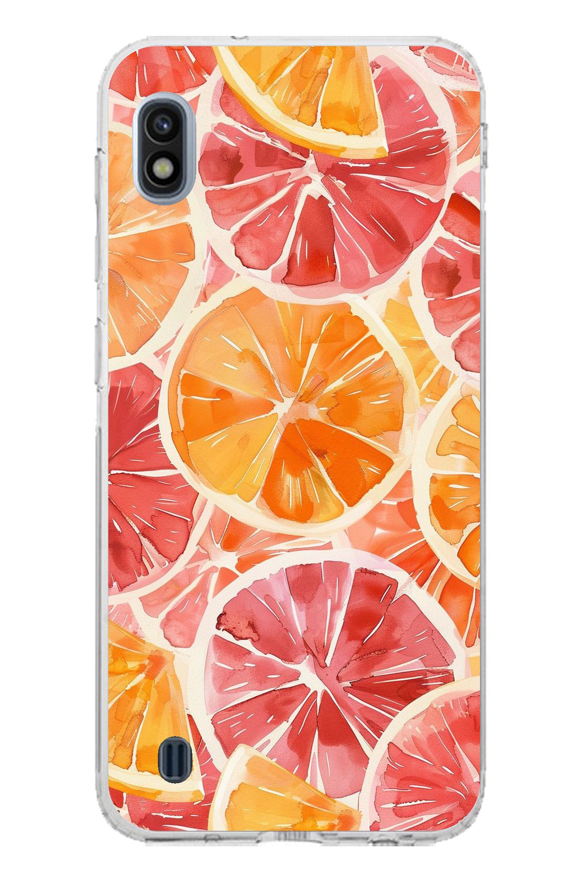 TechTree Samsung Galaxy A10 Uyumlu Portakal Sulu Boya Şeffaf Silikon Kılıf