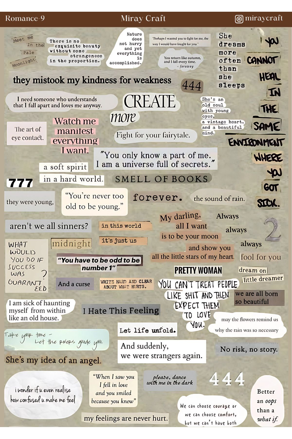 MirayDesign 1 Adet Aşk Notları Temalı Sticker (12x17 cm) Bullet Journal, Scrapbook, Ajanda ve Planlayıcı İçin