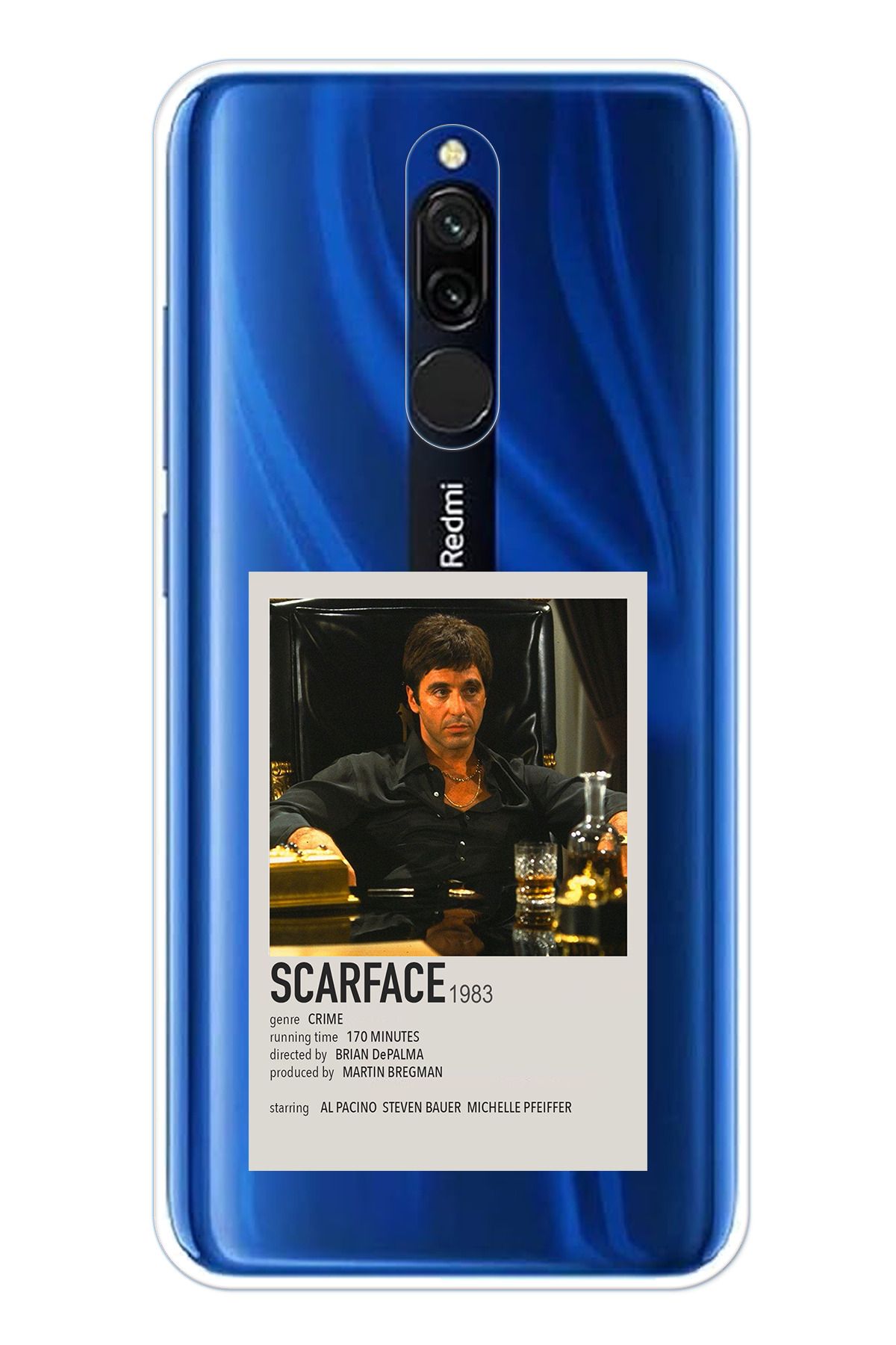 TechTree Redmi 8 Uyumlu Scarface Mini Poster Tasarımlı Şeffaf Silikon Kılıf