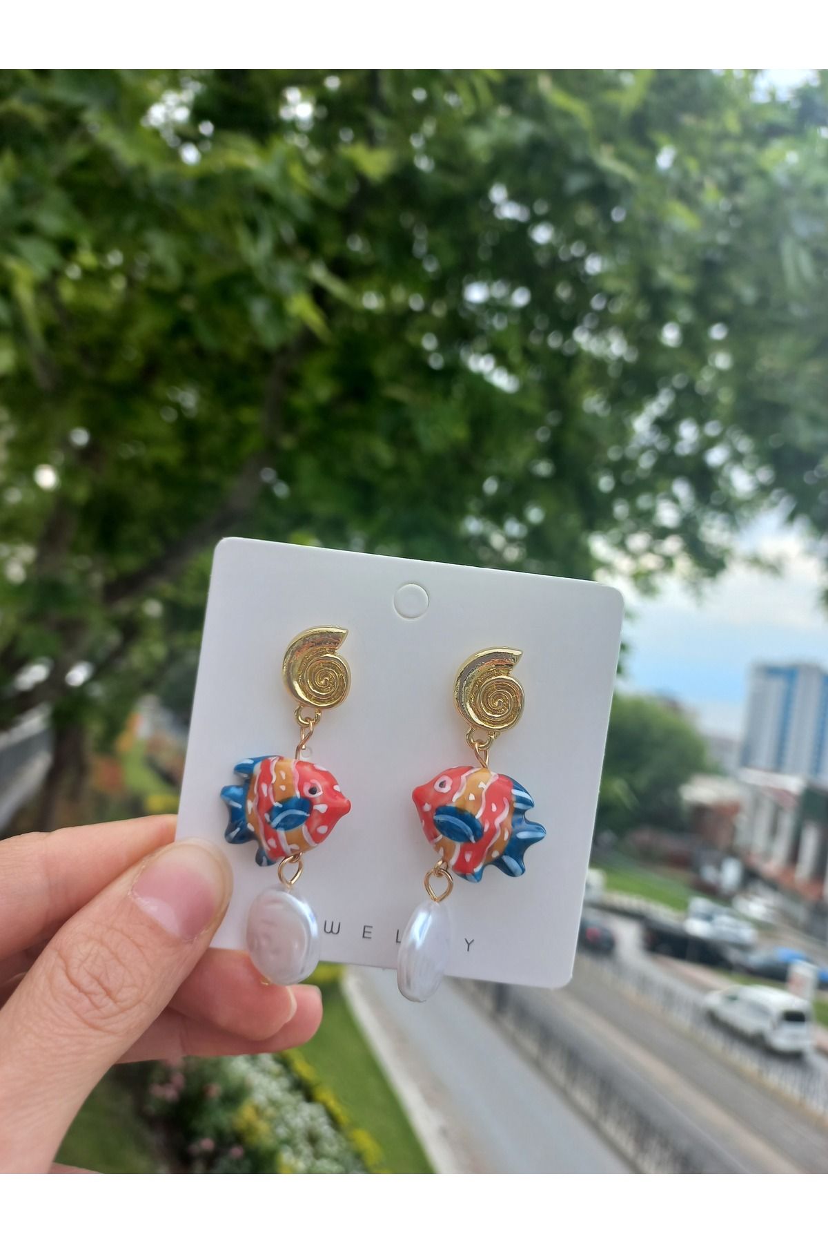 lavantebutik Vip Seri Çelik Murano Cam Balık Küpe