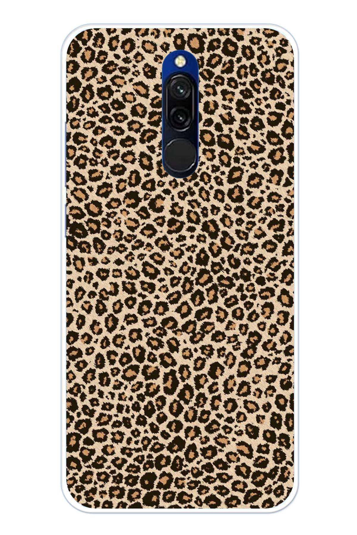 TechTree Redmi 8 Uyumlu Leopar Tasarımlı Şeffaf Silikon Kılıf