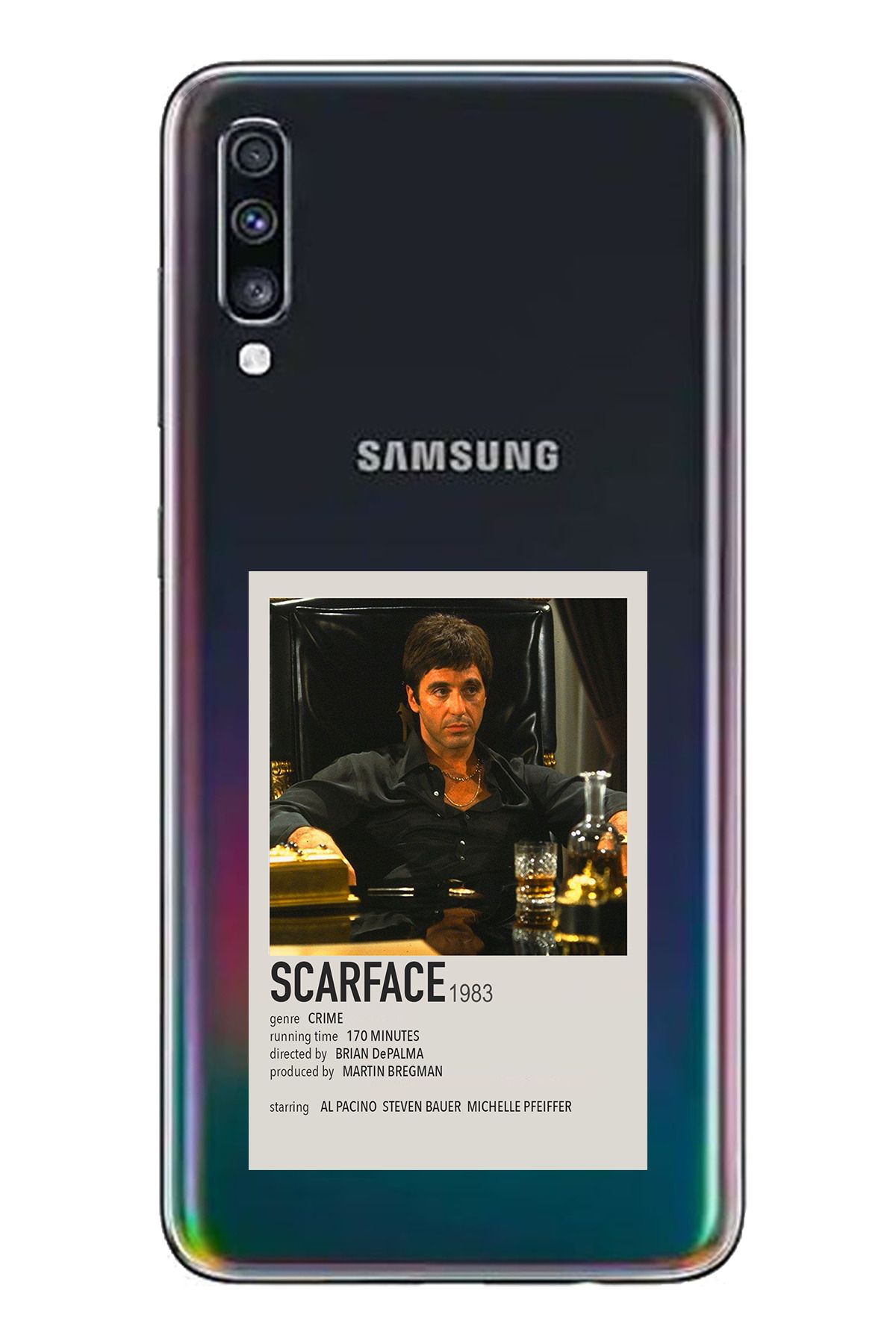 TechTree Samsung Galaxy A70 Uyumlu Scarface Mini Poster Tasarımlı Şeffaf Silikon Kılıf