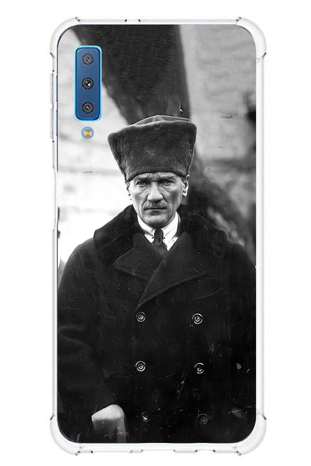 TechTree Samsung Galaxy A7 2018 Uyumlu Mustafa Kemal Atatürk Portre Şeffaf Silikon Kılıf