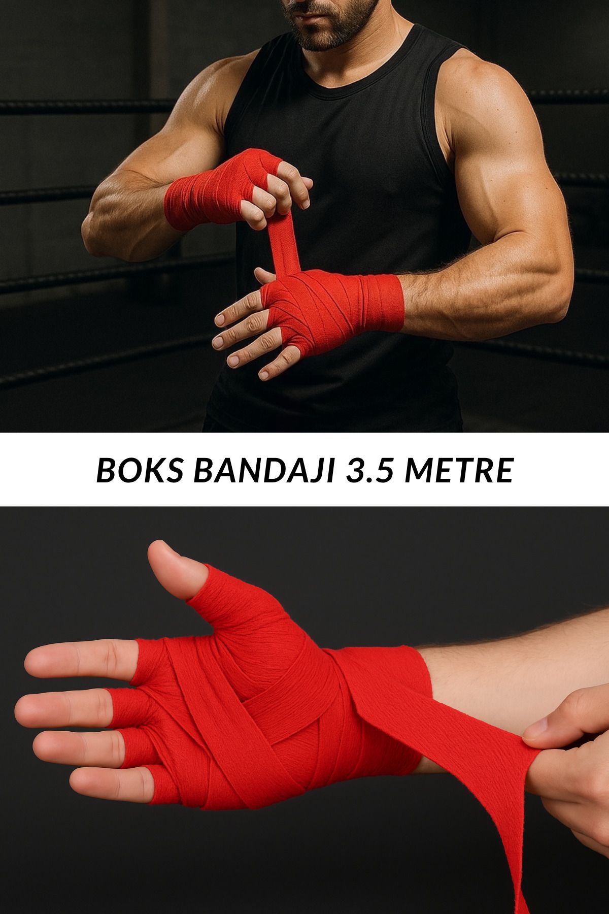 SAVUR Boks Bandajı 2'Li Profesyonel Kickboks Muay Thai 3.5 Metre Elastik Üstün Kalite Spor Bandaj