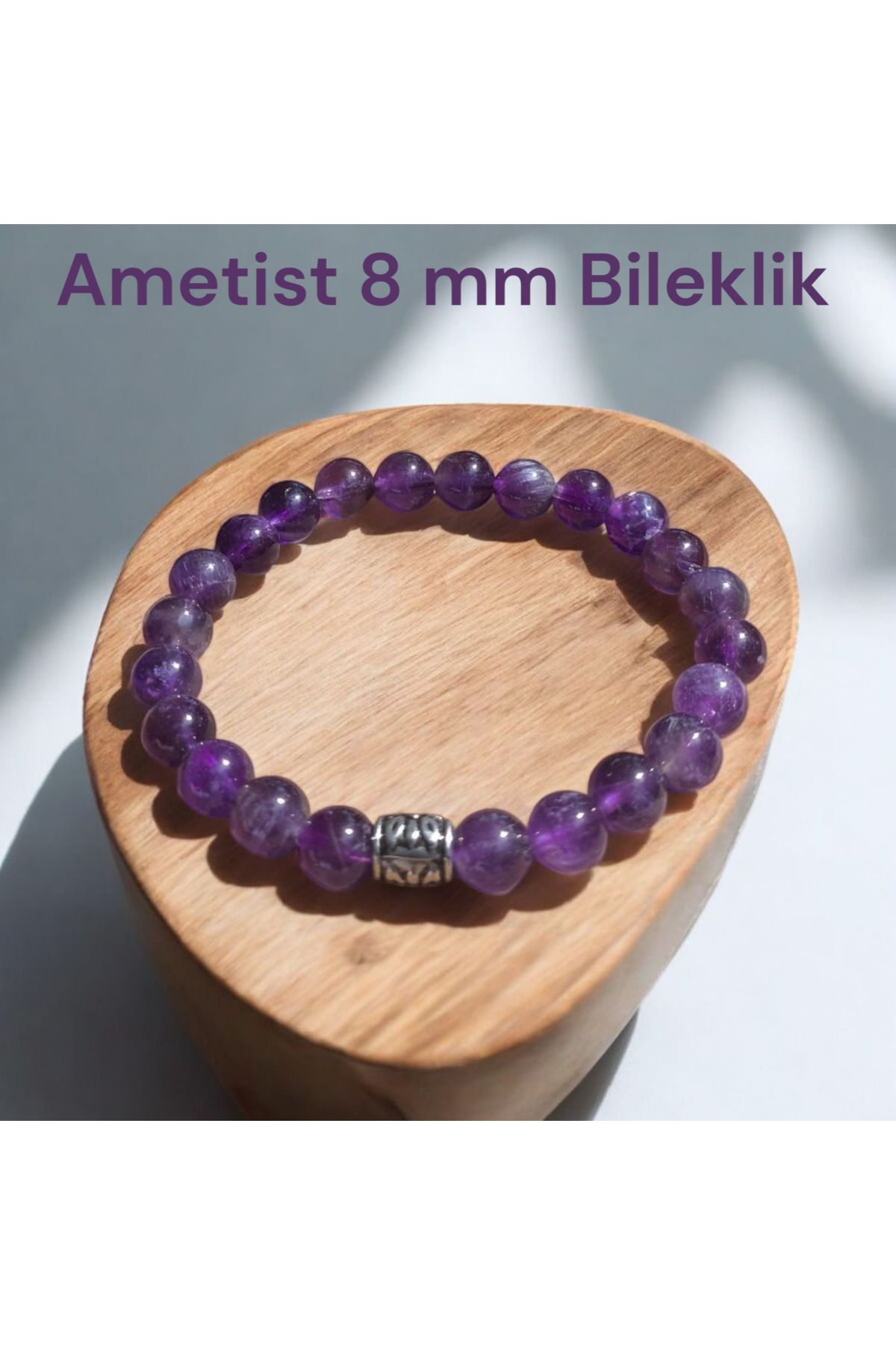 Kadimdoğal Sertifikalı Ametist 8 mm Doğaltaş Bileklik
