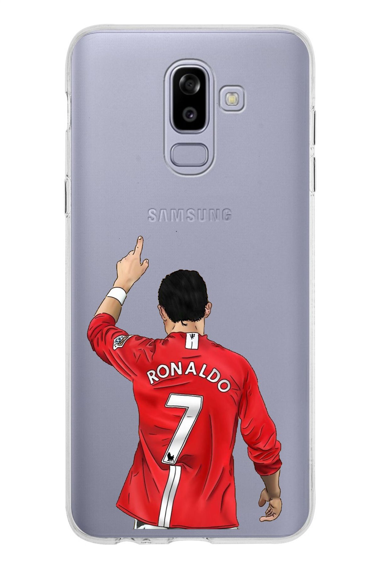 TechTree Samsung Galaxy J8 - A6 PLUS Uyumlu C. Ronaldo Forma Tasarımlı Şeffaf Silikon Kılıf