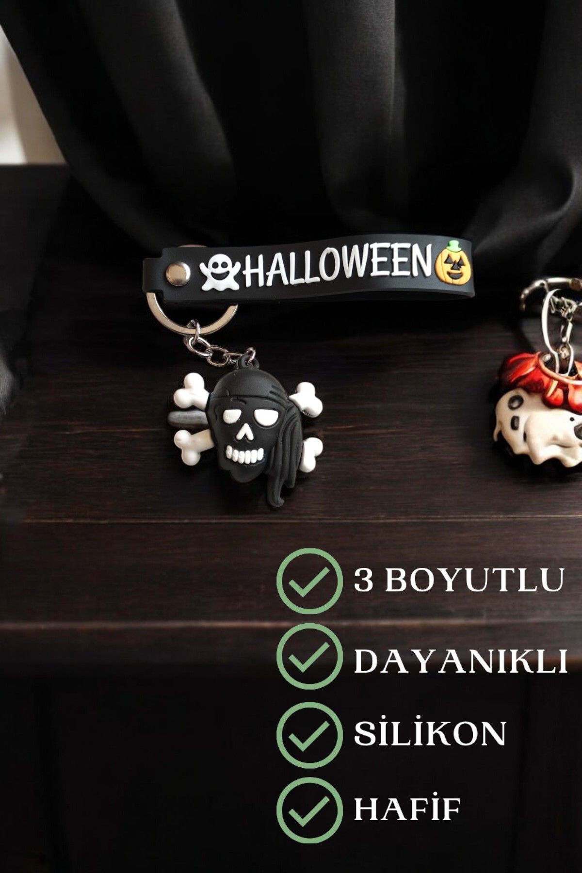 Lynare HALLOWEN KURU KAFA 3D SİLİKON ANAHTARLIK VE ÇANTA AKSESUARI 1 ADET