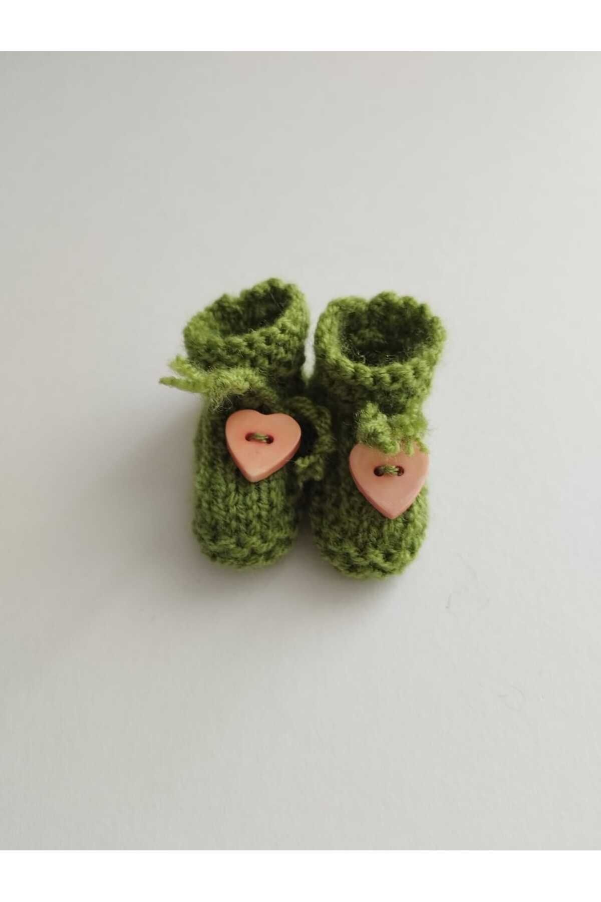 GiftlandCollection GiftLand Yeşil El Örgüsü Minyatür Patik Magnet, Baby Shower