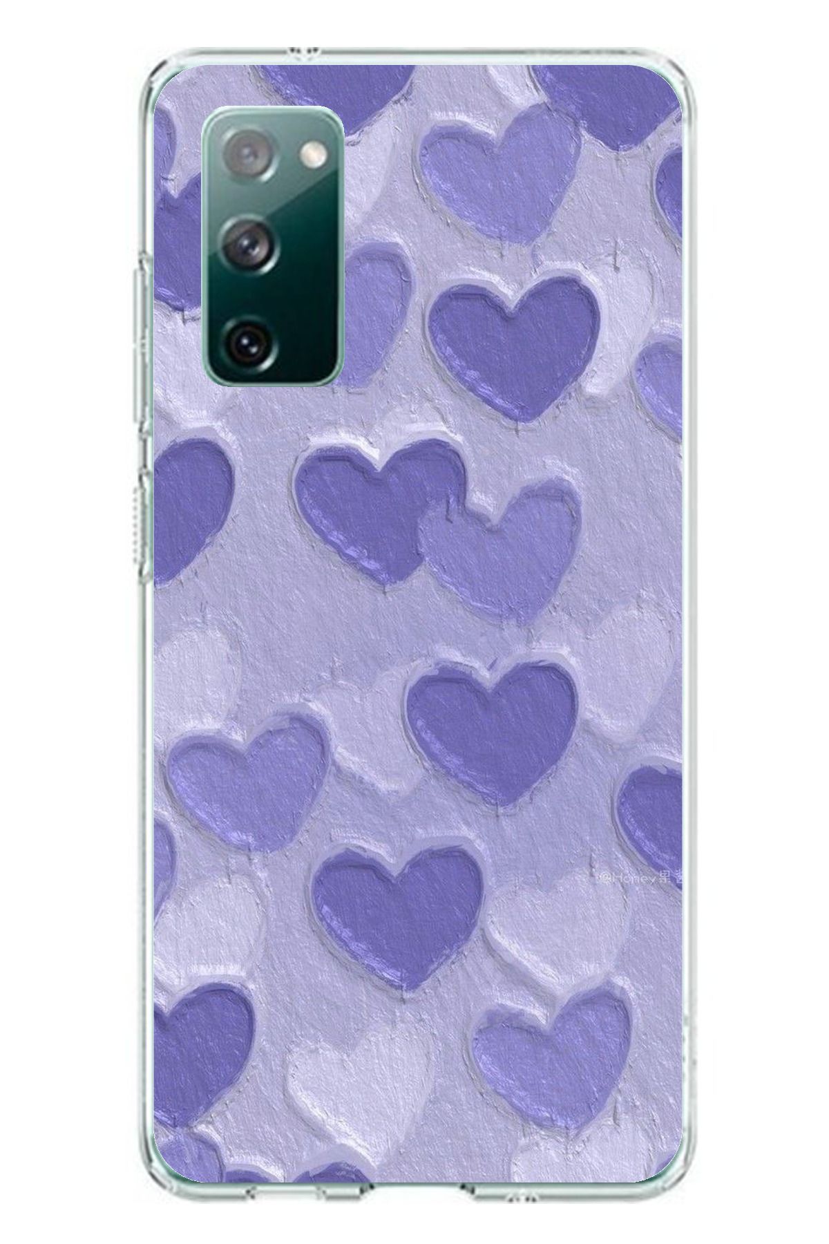TechTree Samsung Galaxy S20 FE Uyumlu Mor Kalpler Tasarımlı Şeffaf Silikon Kılıf