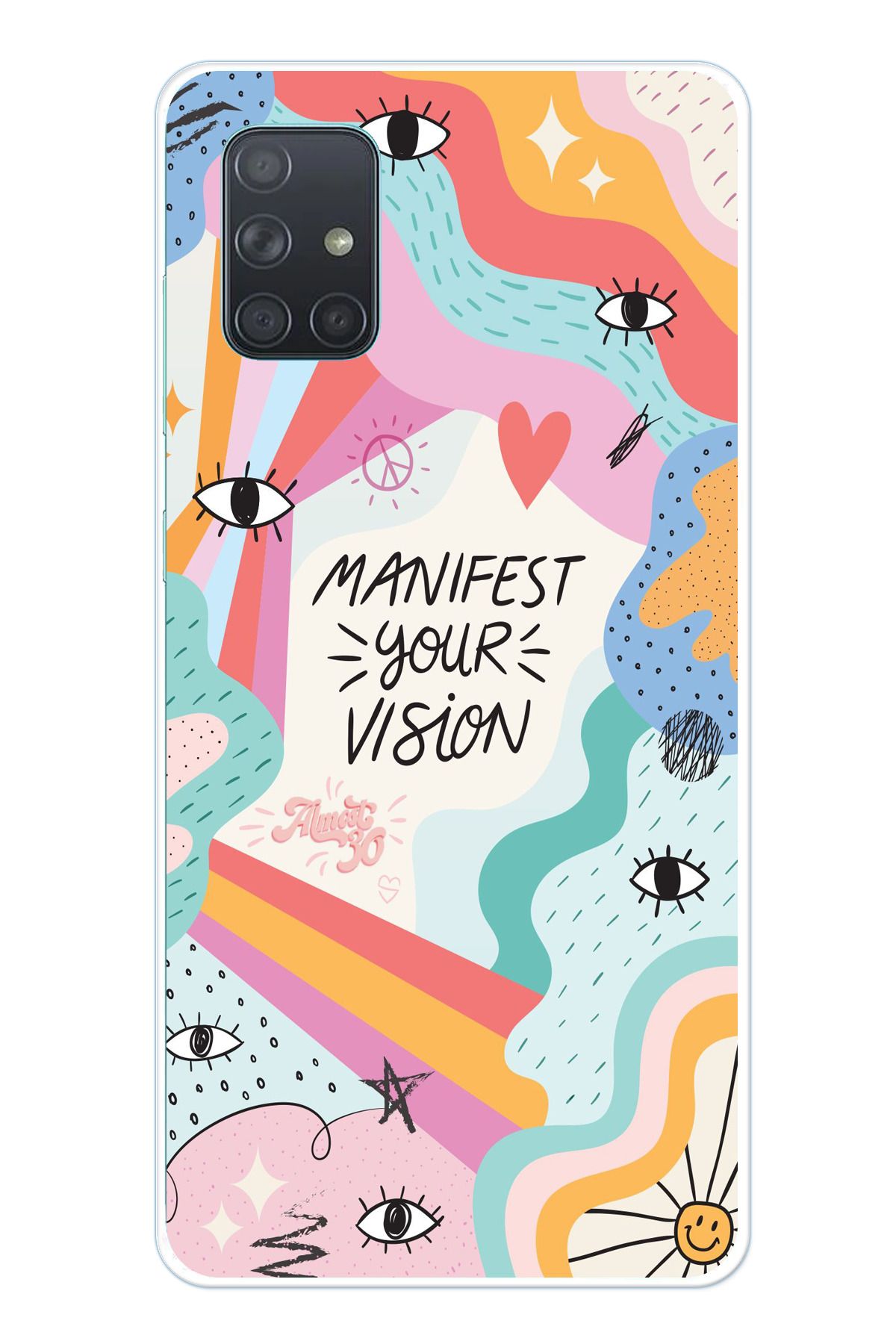 TechTree Samsung Galaxy A71 Uyumlu Manifest your vision Vizyon Tasarımlı Şeffaf Silikon Kılıf