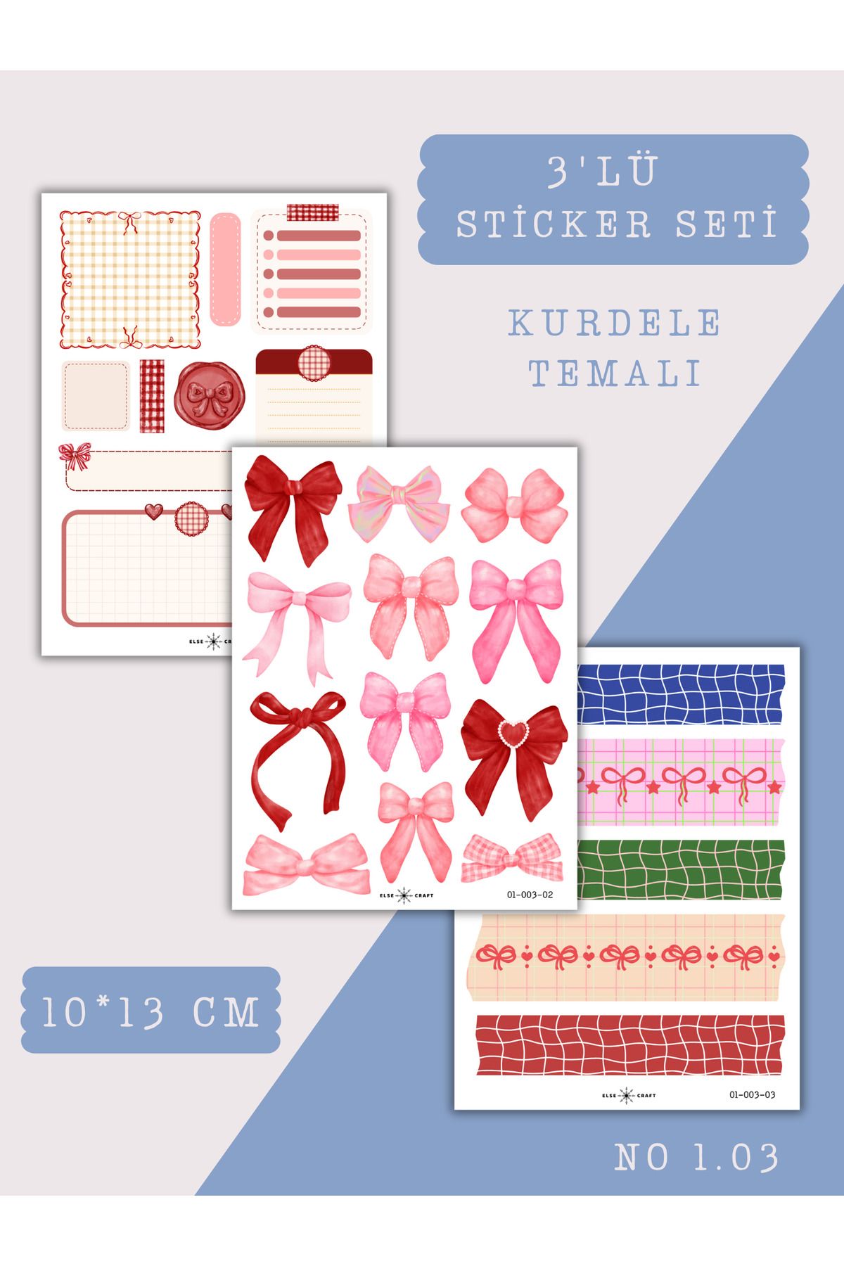 Else Craft 3'lü Kurdele Temalı Sticker Seti No 1.03