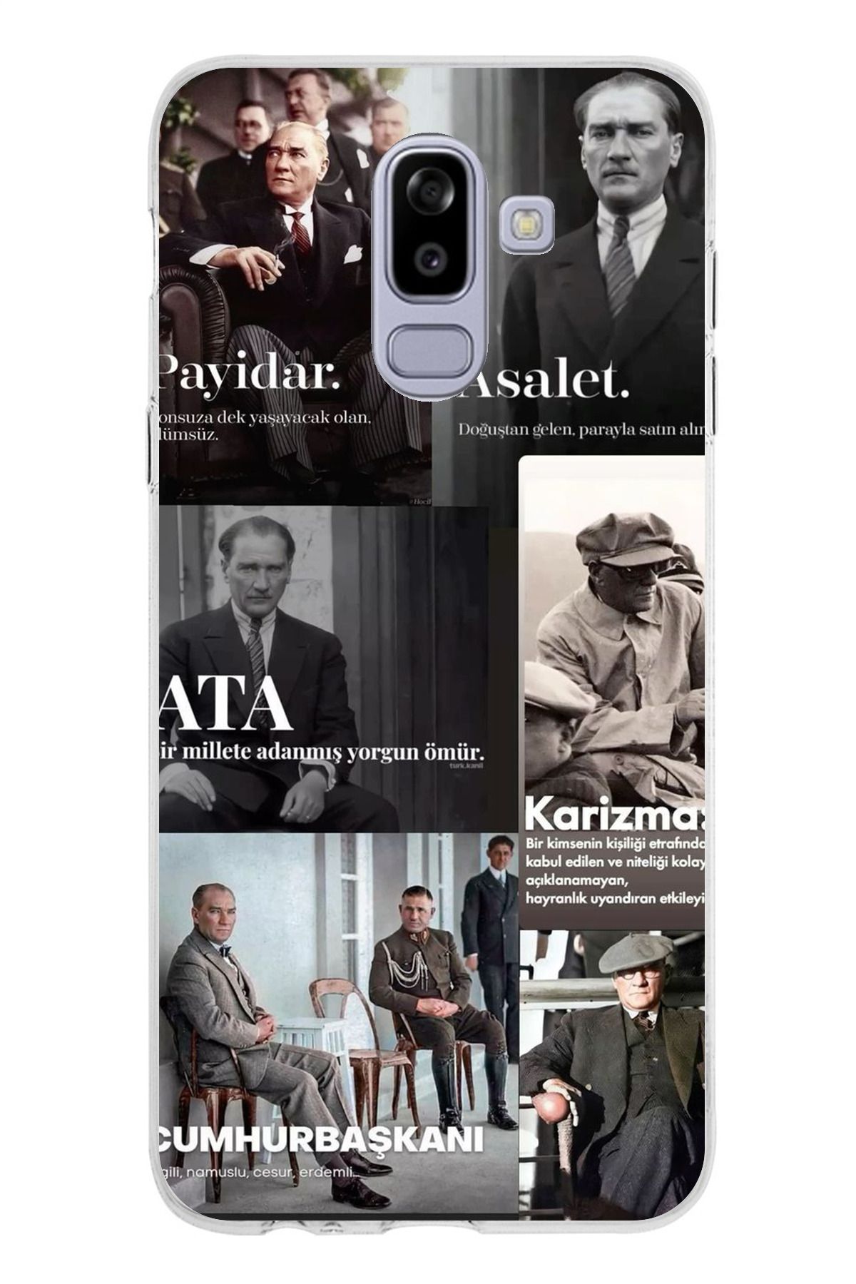 TechTree Samsung Galaxy J8 - A6 PLUS Uyumlu Atatürk Asalet Karizma Şeffaf Silikon Kılıf