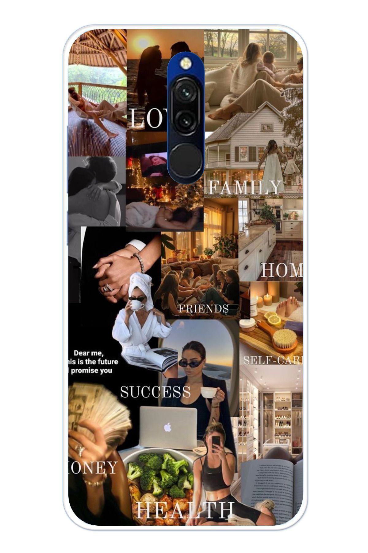 TechTree Redmi 8 Uyumlu Hayal Panosu Vision Board Tasarımlı Şeffaf Silikon Kılıf