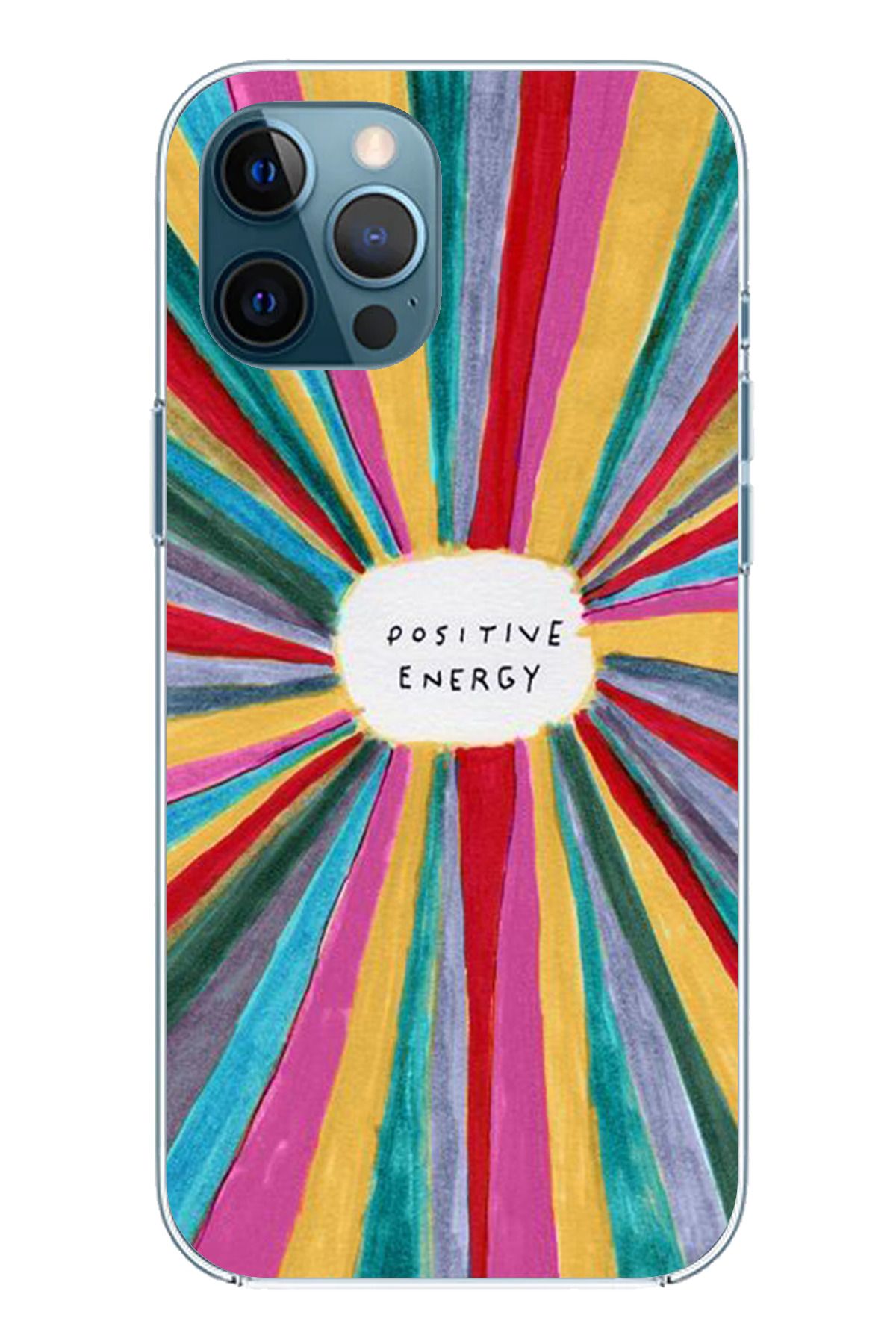 TechTree iPhone 12 Pro Max Uyumlu Positive Energy Tasarımlı Şeffaf Silikon Kılıf