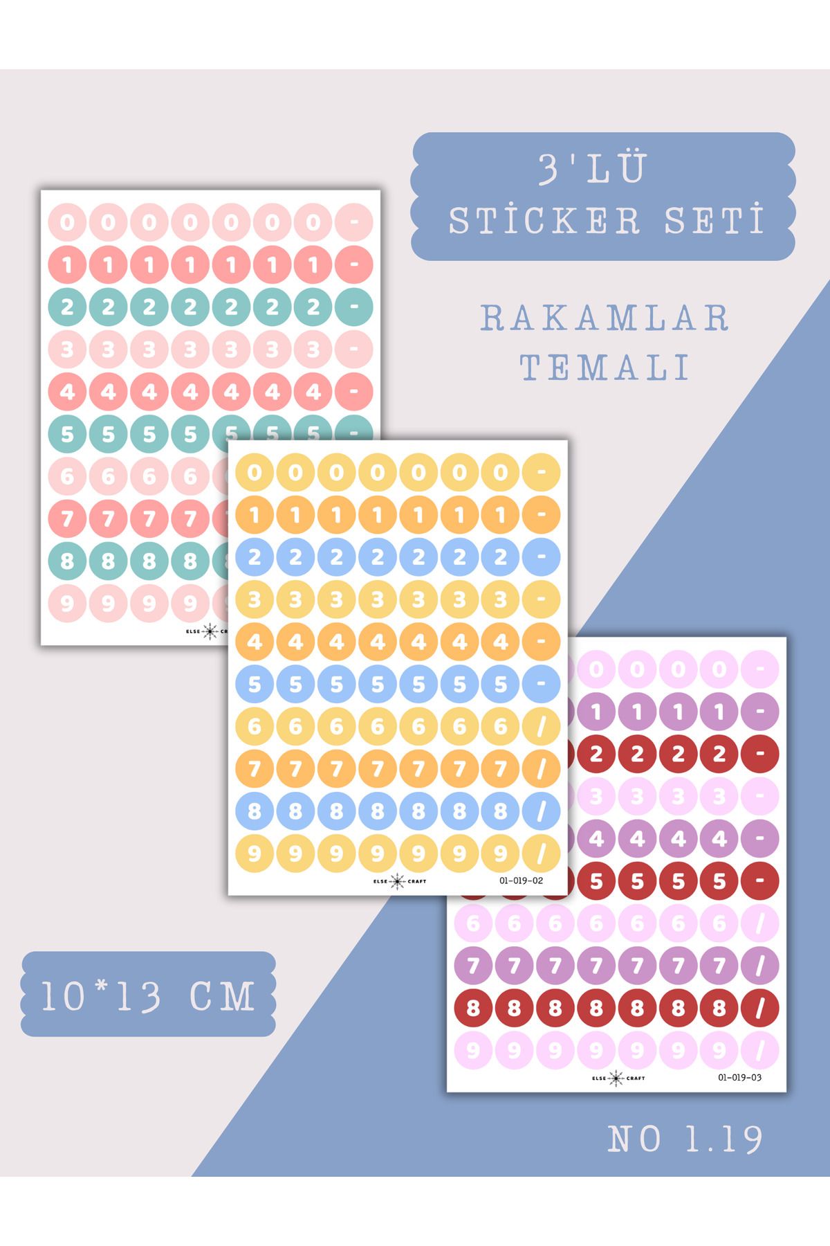 Else Craft 3'lü Rakamlar Temalı Sticker Seti