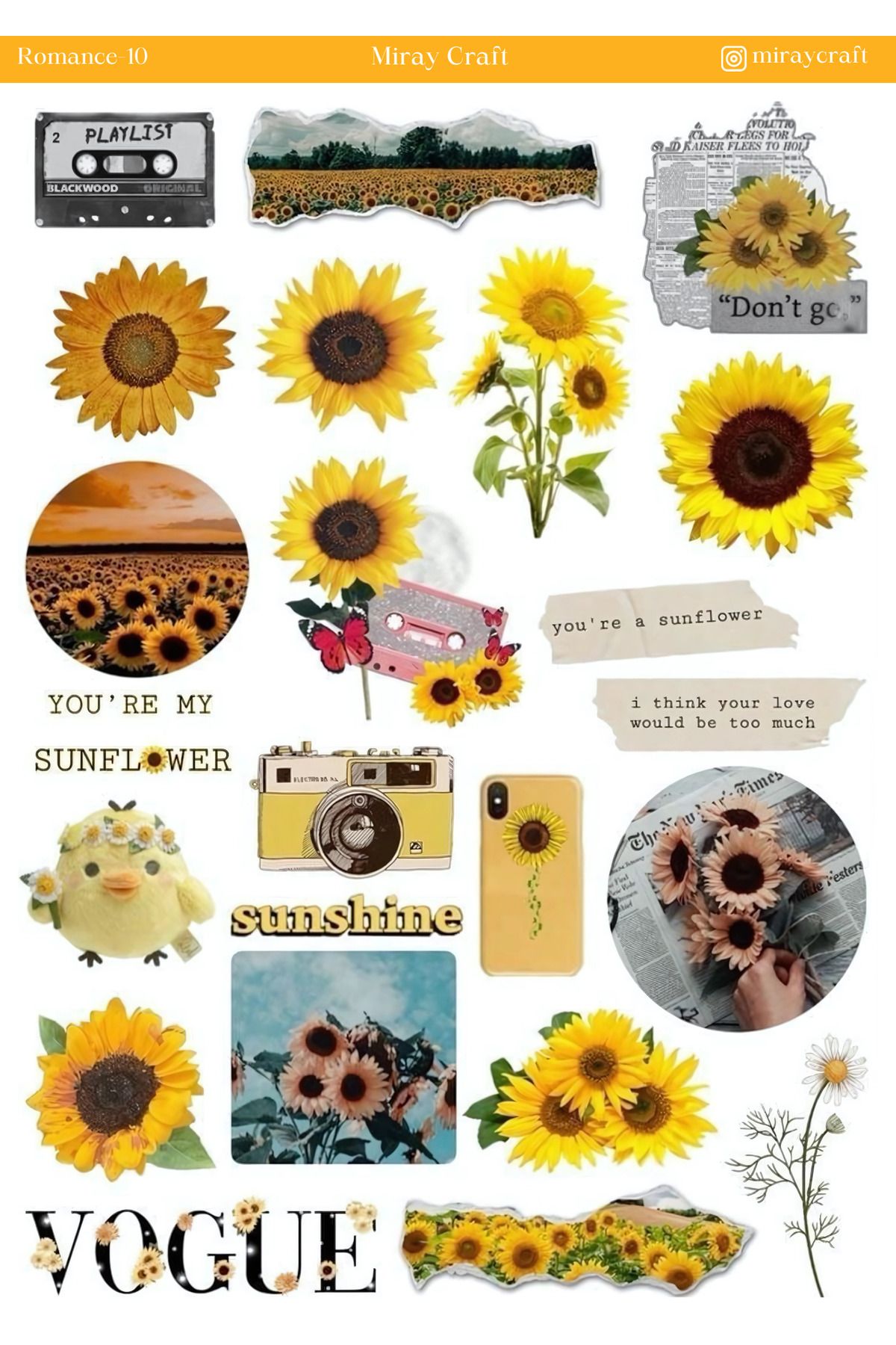 MirayDesign 1 Adet Aşk Notları Temalı Sticker (12x17 cm) Bullet Journal, Scrapbook, Ajanda ve Planlayıcı İçin