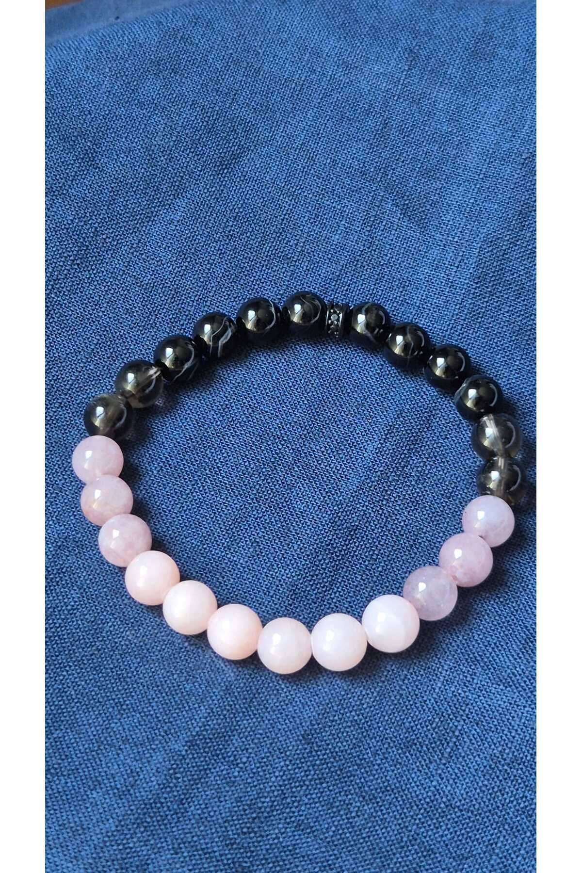 Accessories Vanilla Avenue Handmade Doğal Taş Gül Kuvars Çilek Kuvars Dumanlı Kuvars Akik Kadın Bileklik
