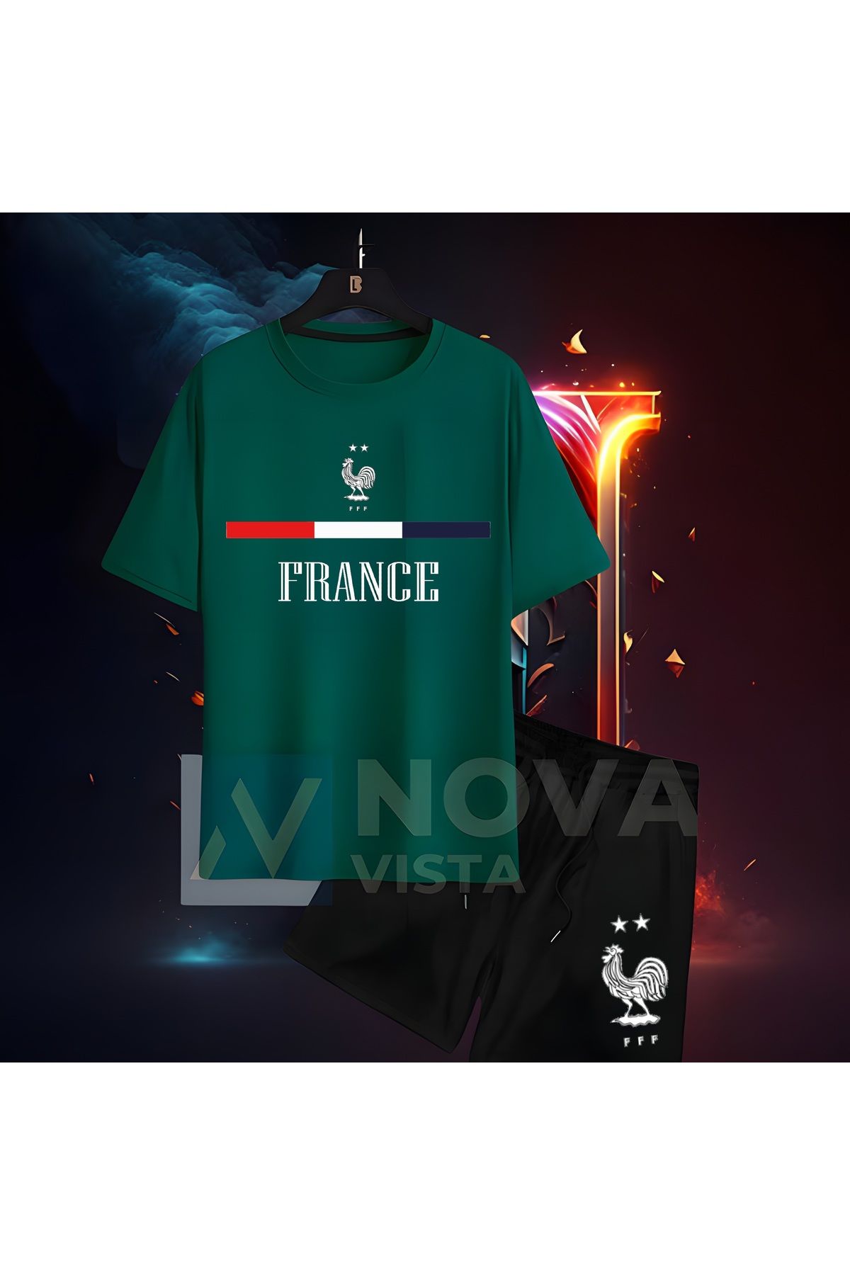 Biy Store Fransa milli takım forma baskılı unisex kısa kollu kadın erkek tişört t-shirt şort takımı