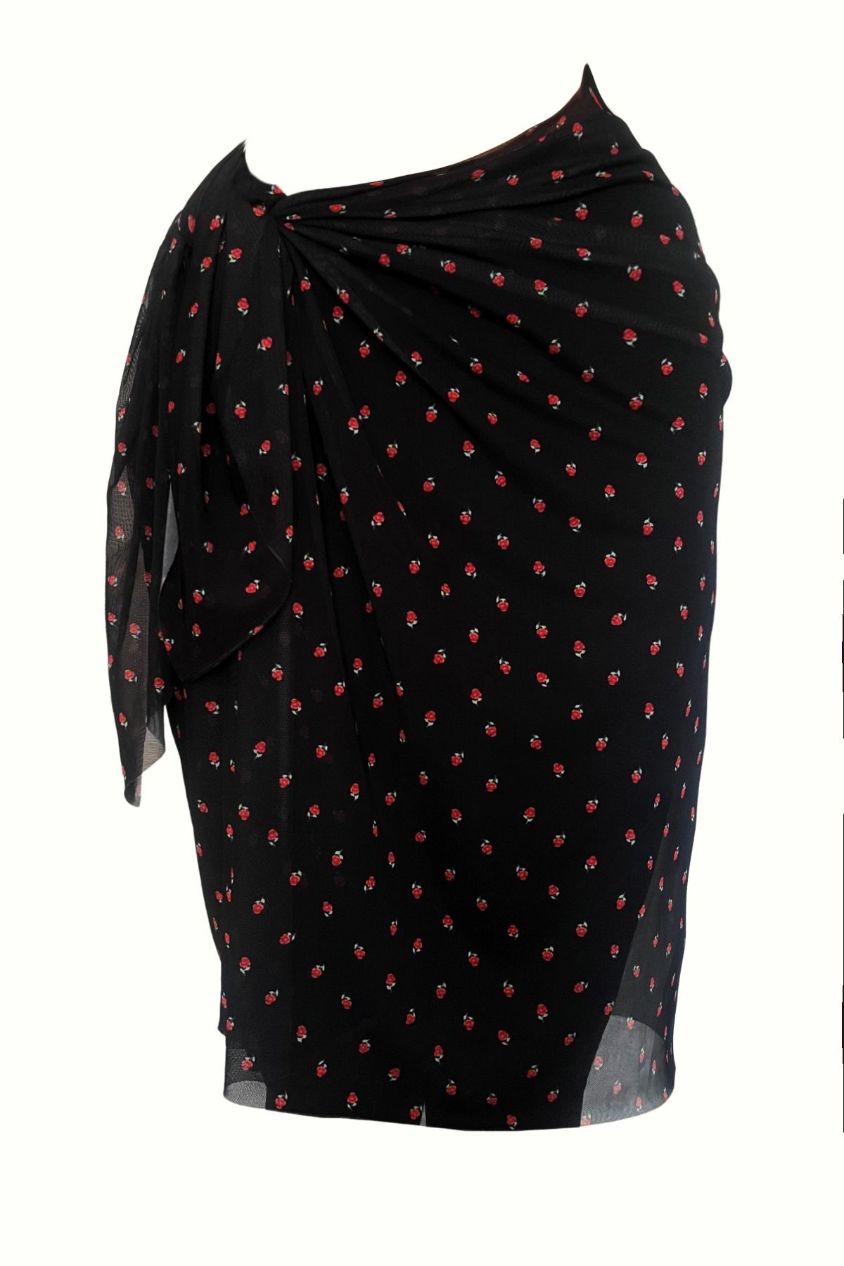 Kayz Tekstil Siyah Çiçek Desen Tül Büyük Boy Pareo 95x145 cm