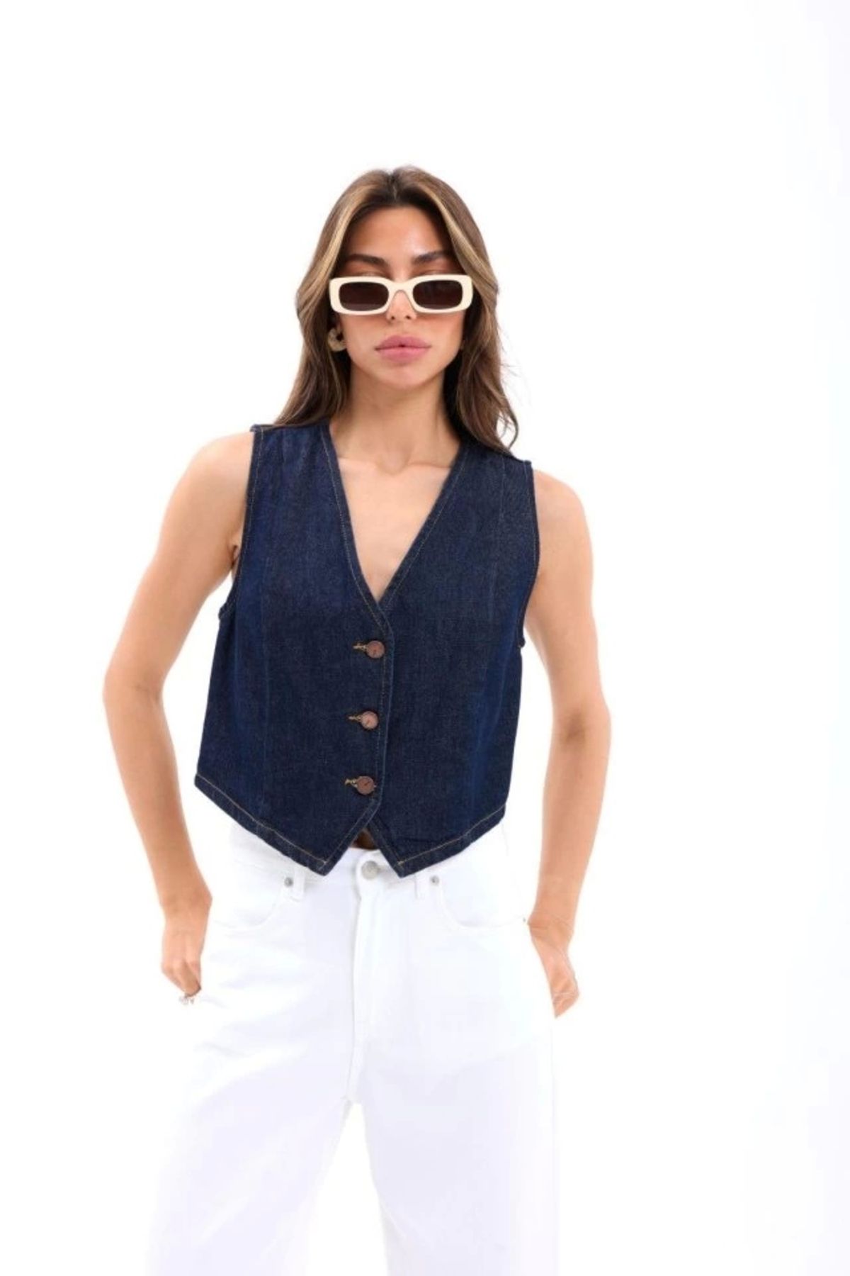 Butik 7414 KOT YELEK-MAVİ